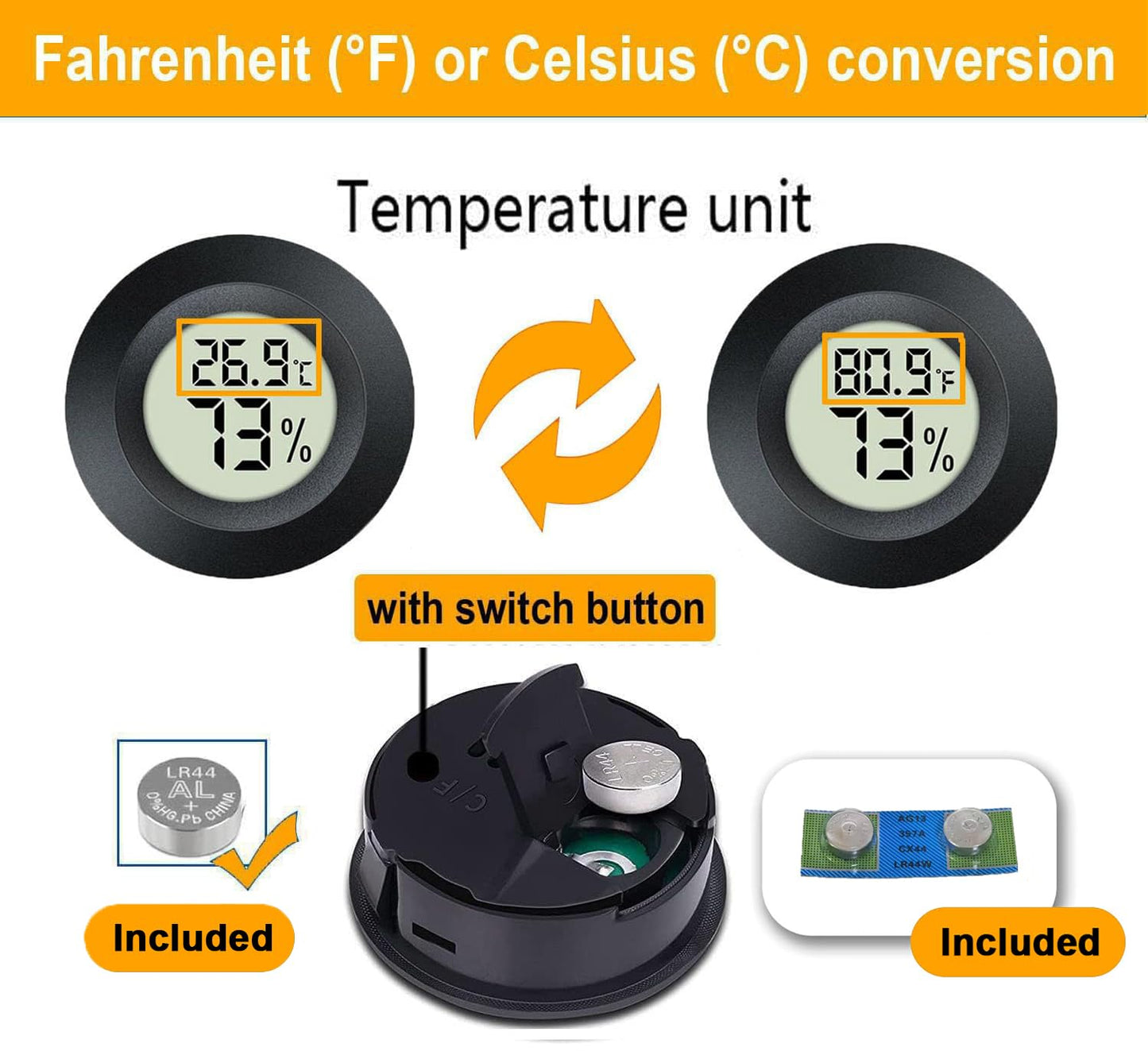 2 Pack Hygrometer Thermometer Digital Humidity Meter Indoor/Outdoor Hu