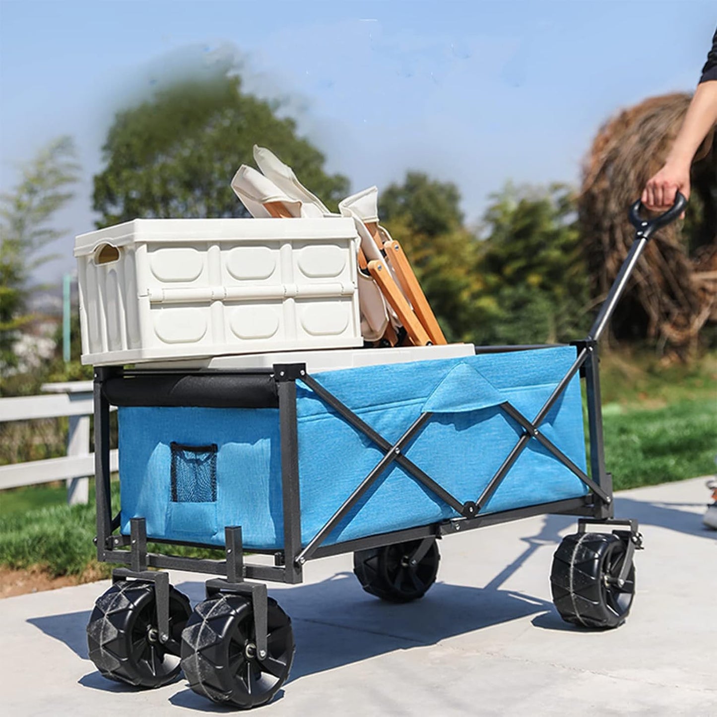 Outdoor Collapsible Wagon Utility Folding Cart Heavy Duty Wheels Campi