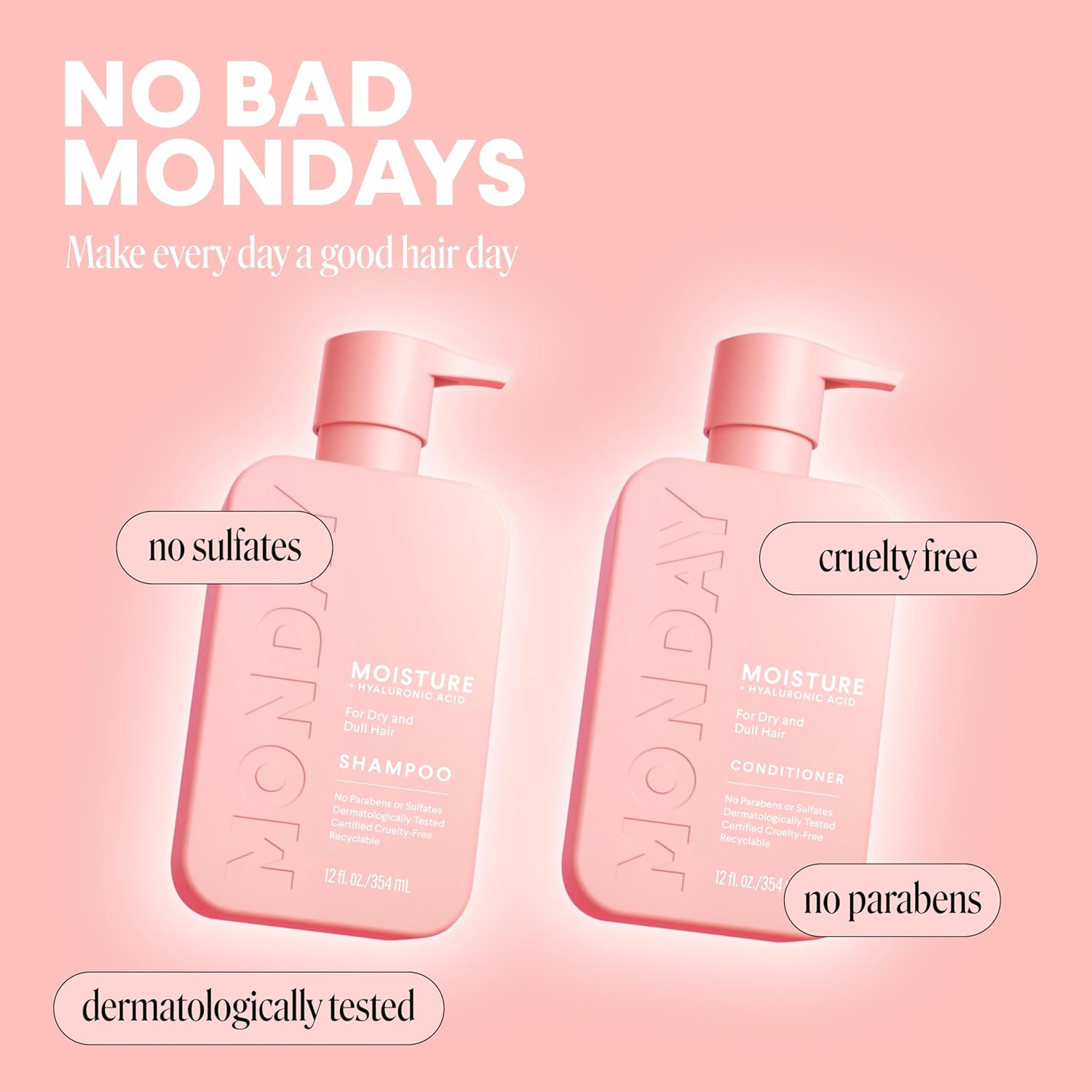 MONDAY HAIRCARE Moisture Shampoo + Conditioner Set for Dry, Coarse, St