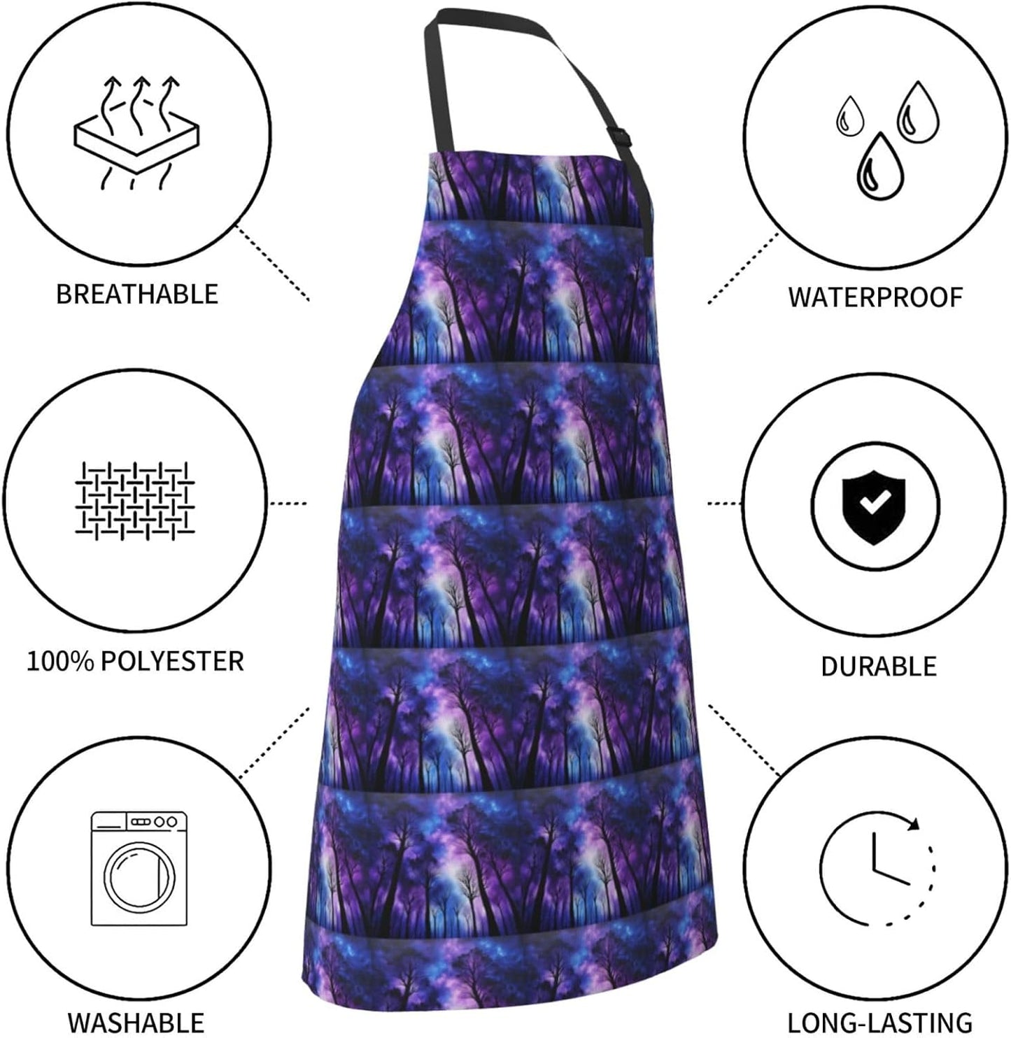 YANYU Starry Night Sky Deep Print 28x33 In Kitchen Apron Stylish Chef Apron with Pockets for Cooking Baking Painting