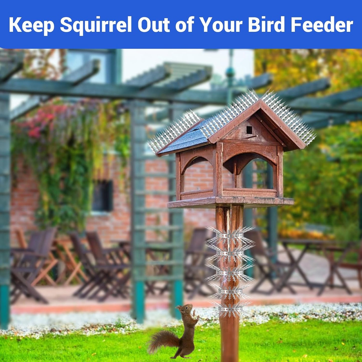 Bird Spikes Squirrel Proof Baffle for Bird Feeders, Avoid Climb Spikes for Outside, Fence, Wall, Tree, Drainpipes, Deterrent Spikes for Squirrel, Raccoon, Pigeon, Cat, 40 Inch Stainless Steel Spikes