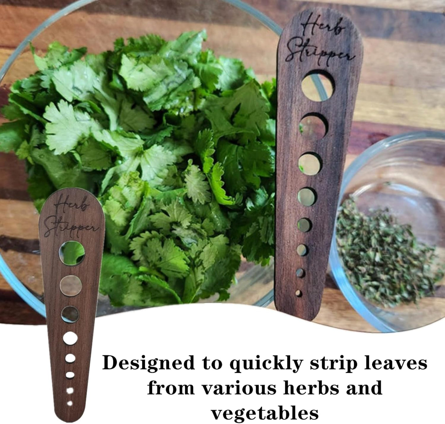 2 Pcs Herb Stripper Tool Professional Wooden Leaf Stripper Tool for Ho