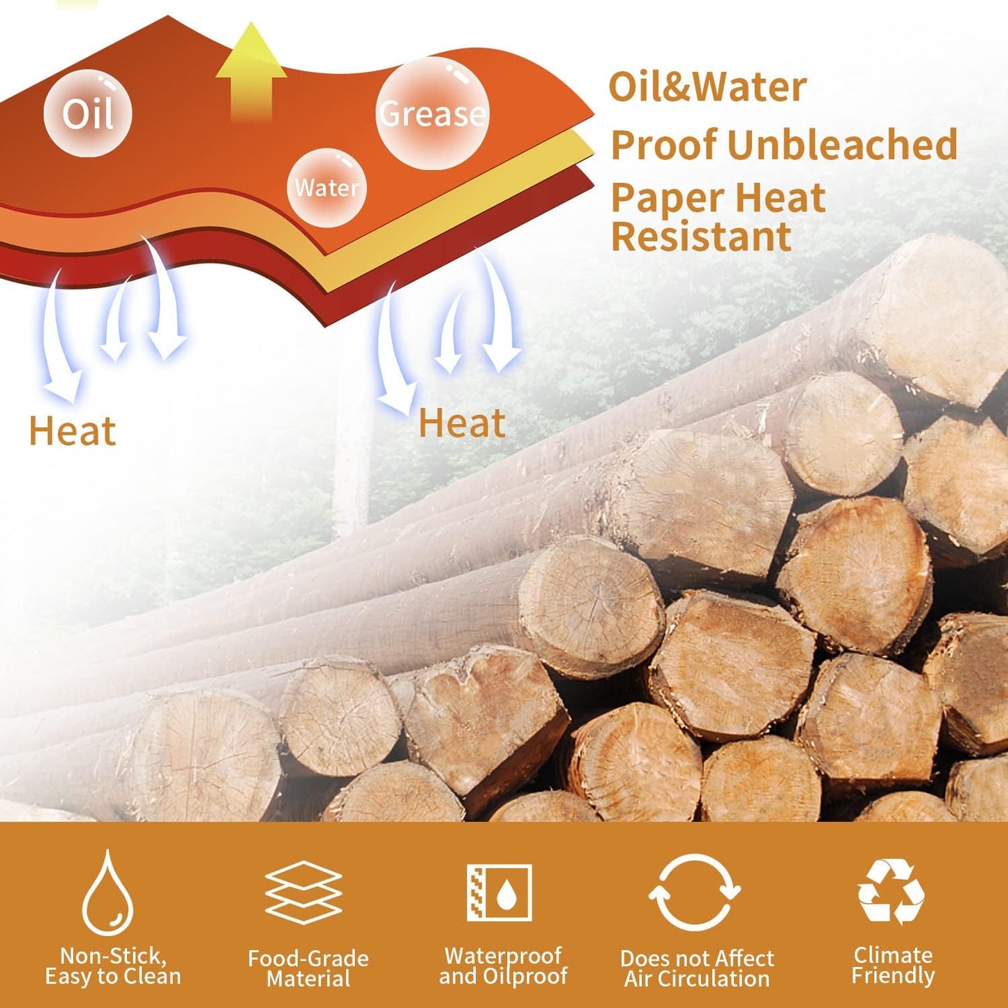 Air Fryer Disposable Paper Liner, 100PCS Food Grade Parchment Liners for Ninja DZ201, Air Fryer Accessories Baking Paper (9 * 6, Natural)