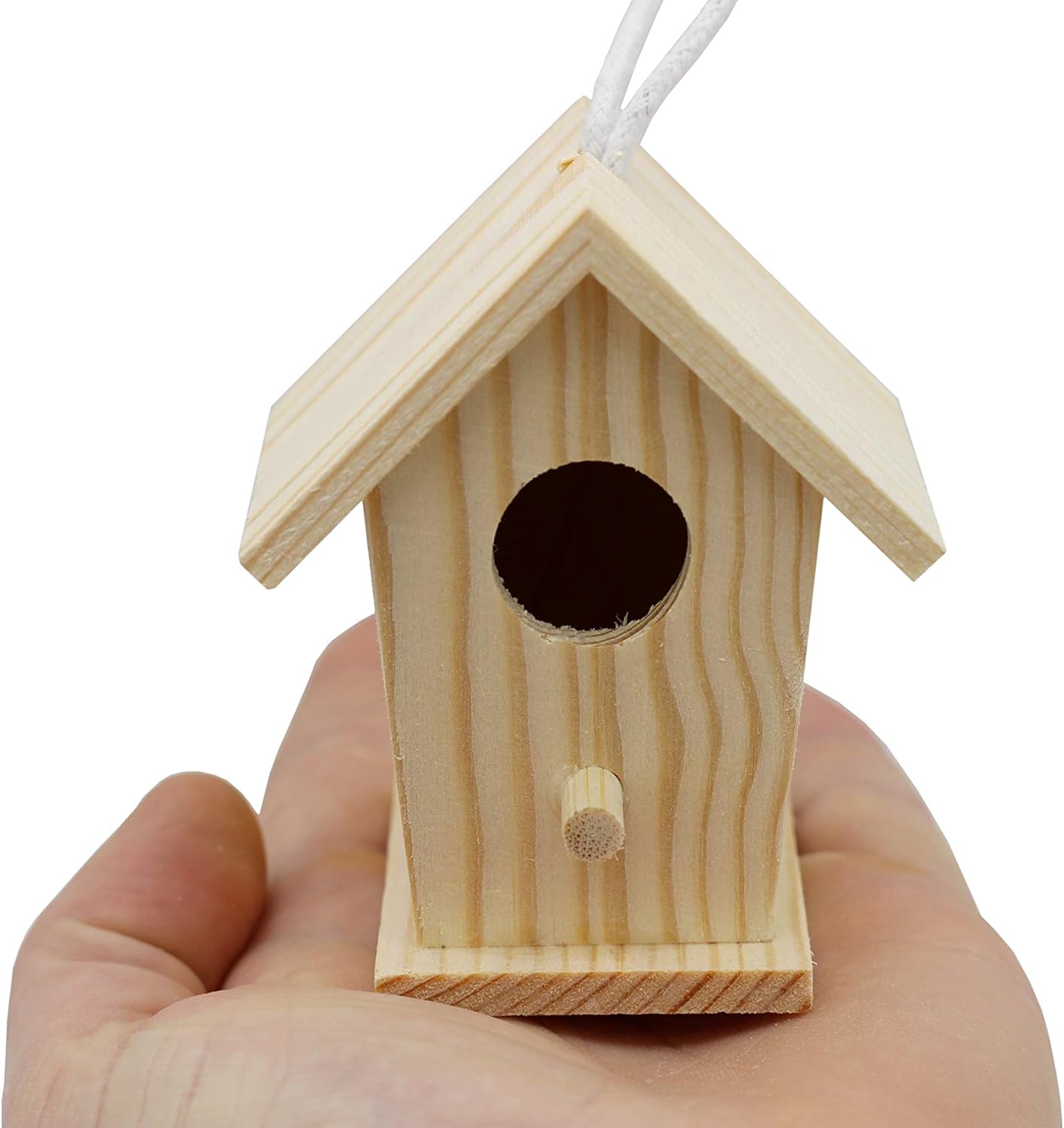 Creative Hobbies 12-Pack of Mini Wooden Bird Houses to Paint, with Hanging Cords, Unfinished DIY Design Your Own Great for Crafts, Weddings, Bible Camp and More!