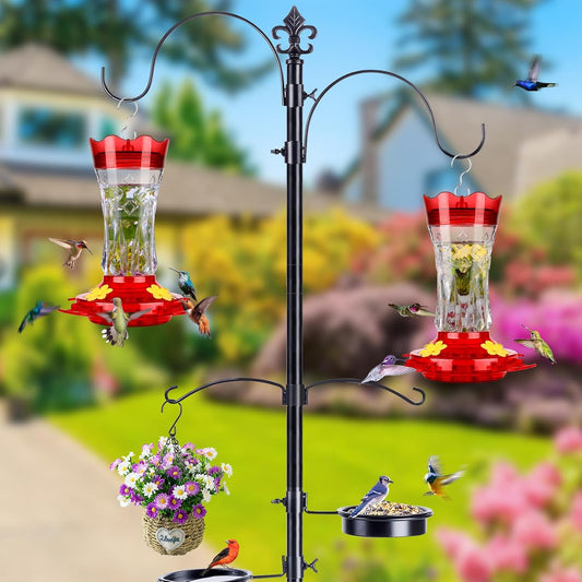 Hummingbird Feeders for Outdoors Hanging, BOLITE Glass Hummingbird Fee