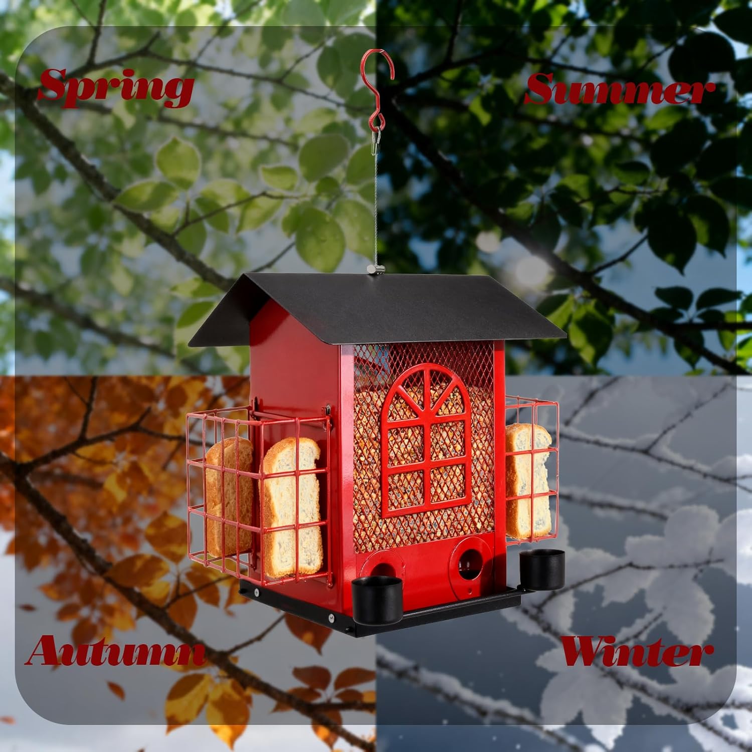 Outdoor Metal Hanging Bird Feeder Large Capacity Premium Wild Bird Fee