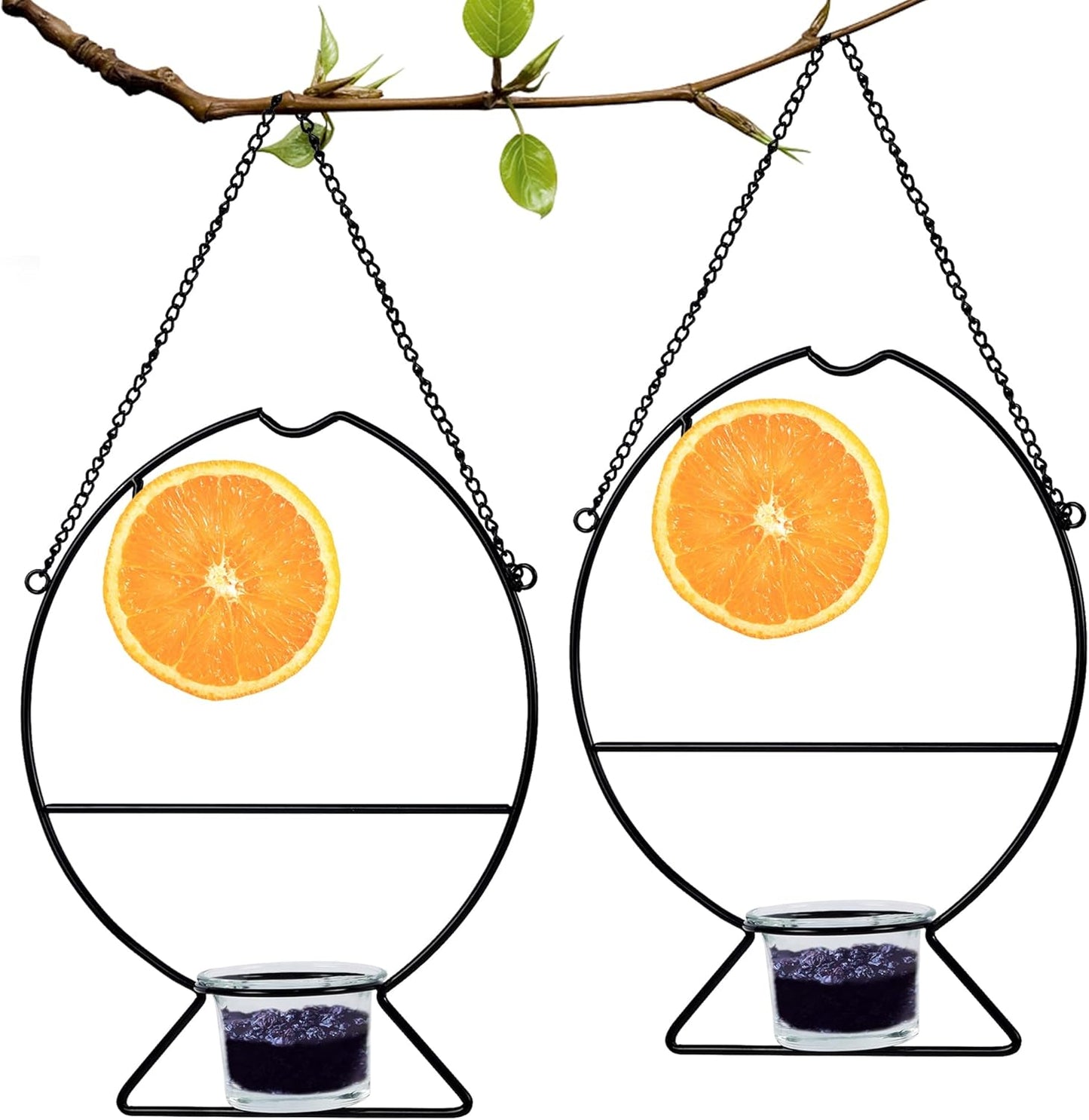 Prsildan 2 Pcs Oriole Bird Feeders, Outdoor Bird Feeder with Orange Fruit Holder and Grape Jelly Grass, Outside Hanging Feeders for Baltimore Oriole Garden Yard