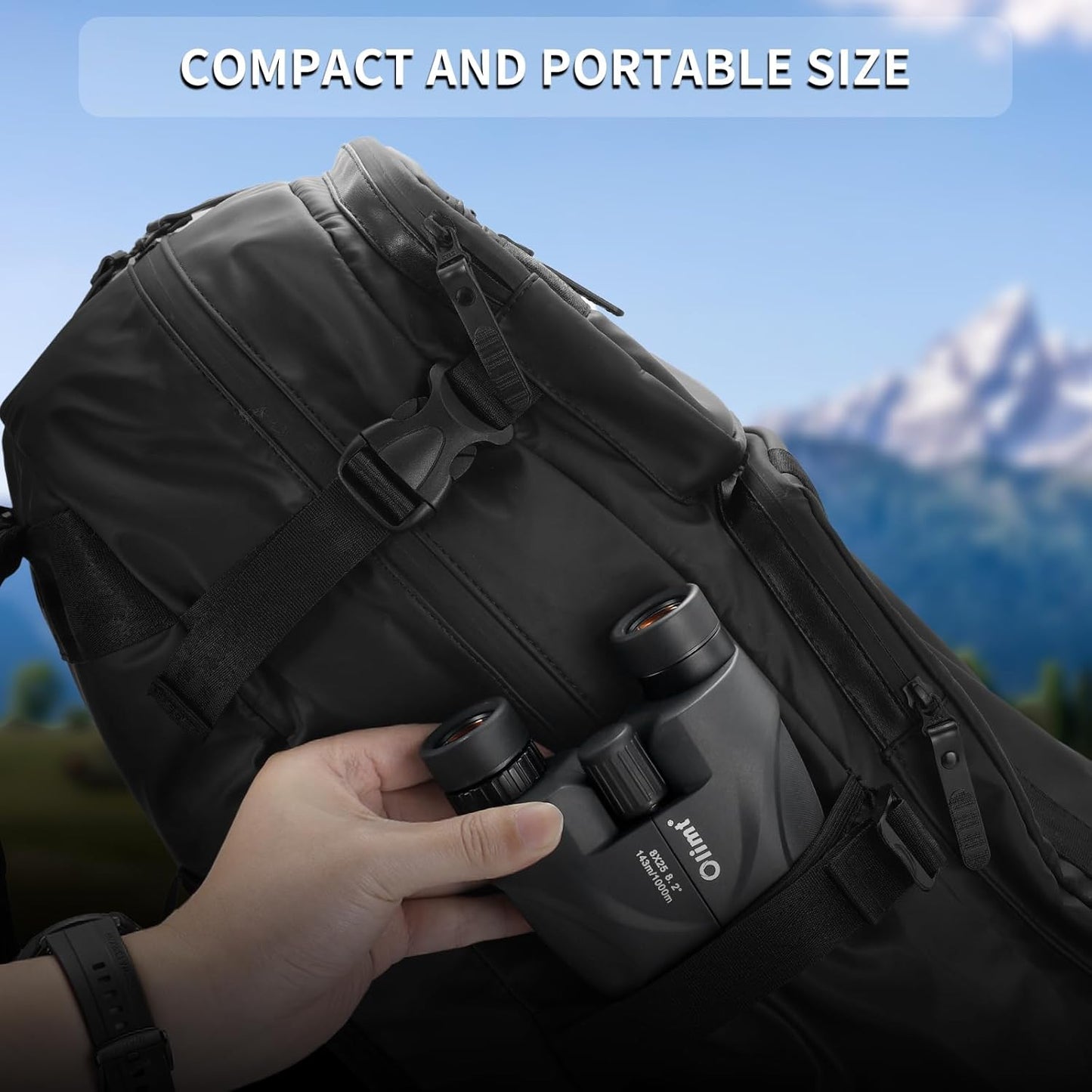 8x25 Compact Binoculars, 8X Small Mini Pocket Portable Size 8.2° Wide Angle View Lightweight 21mm Large Eyepiece ED Lens for Adults Youth Travel Hiking Cruise Safari Birding Sports Wildlife Viewing
