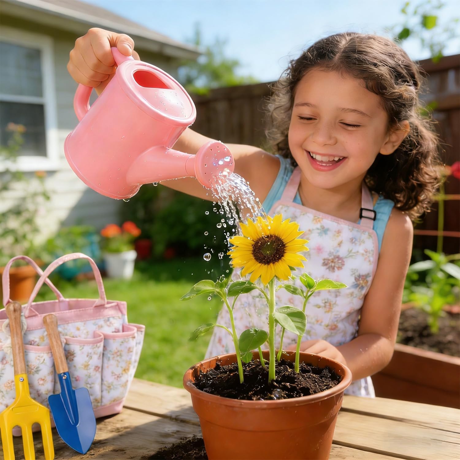 Kids Gardening Tools Set Toddler Gardening Kit with Apron & Tote Bag, 