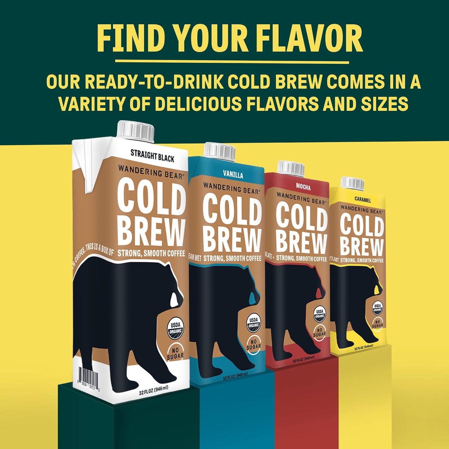 Wandering Bear Straight Black Organic Cold Brew Coffee - Extra Strong,