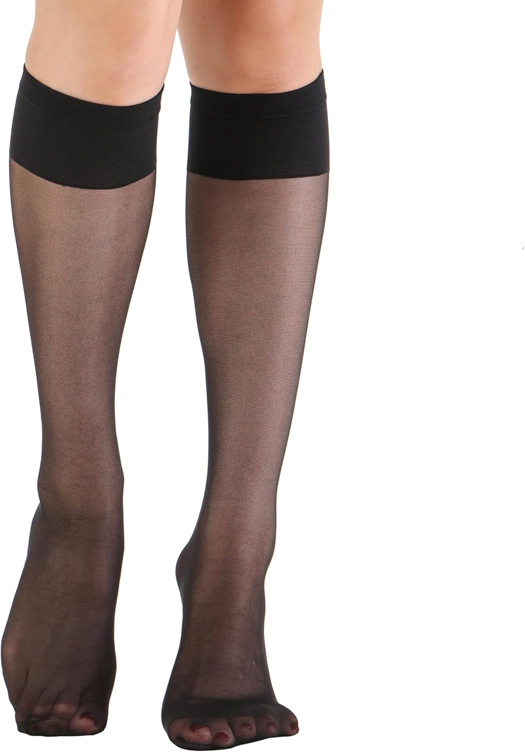 EVERSWE 6 Pairs Women's Sheer Knee High Stockings 15D
