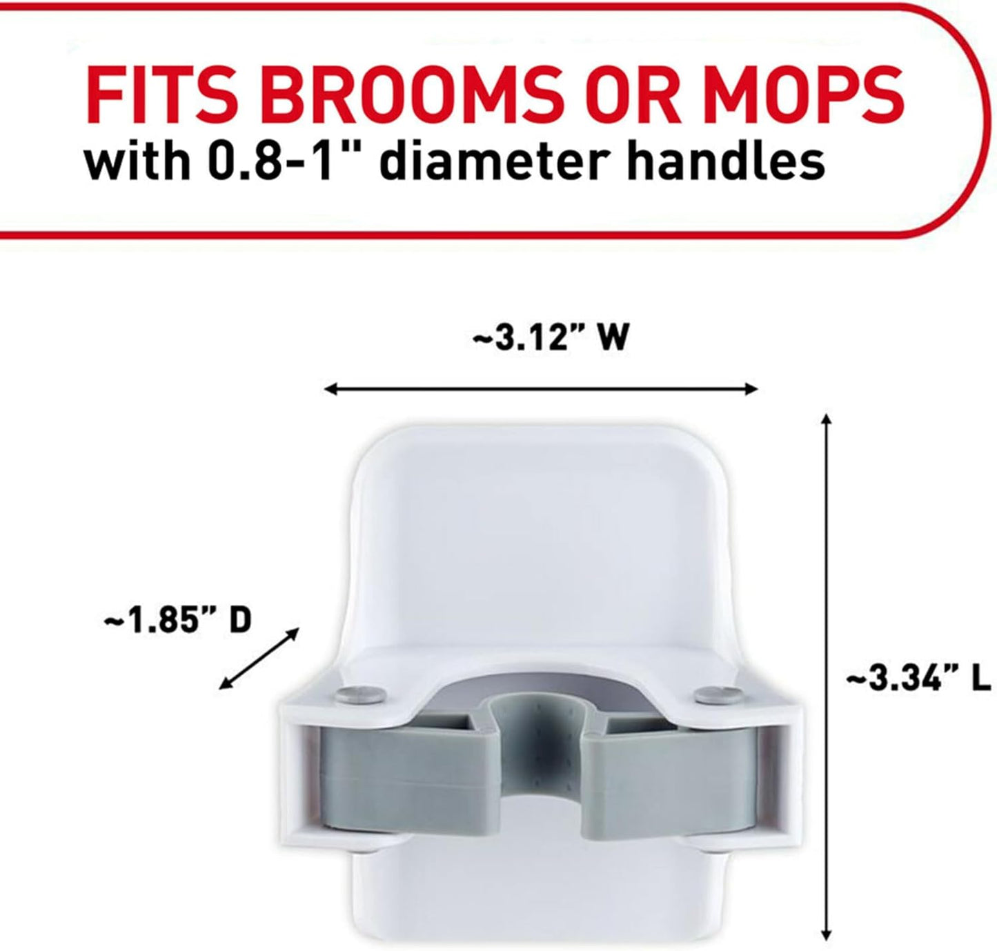 Command Broom Grippers, 2 Hangers and 4 Strips, Damage-Free Mop and Broom Holder Wall Mount, Household Cleaning Tool Organizer for Kitchen, Laundry Room, Closet, Holds up to 4 lb