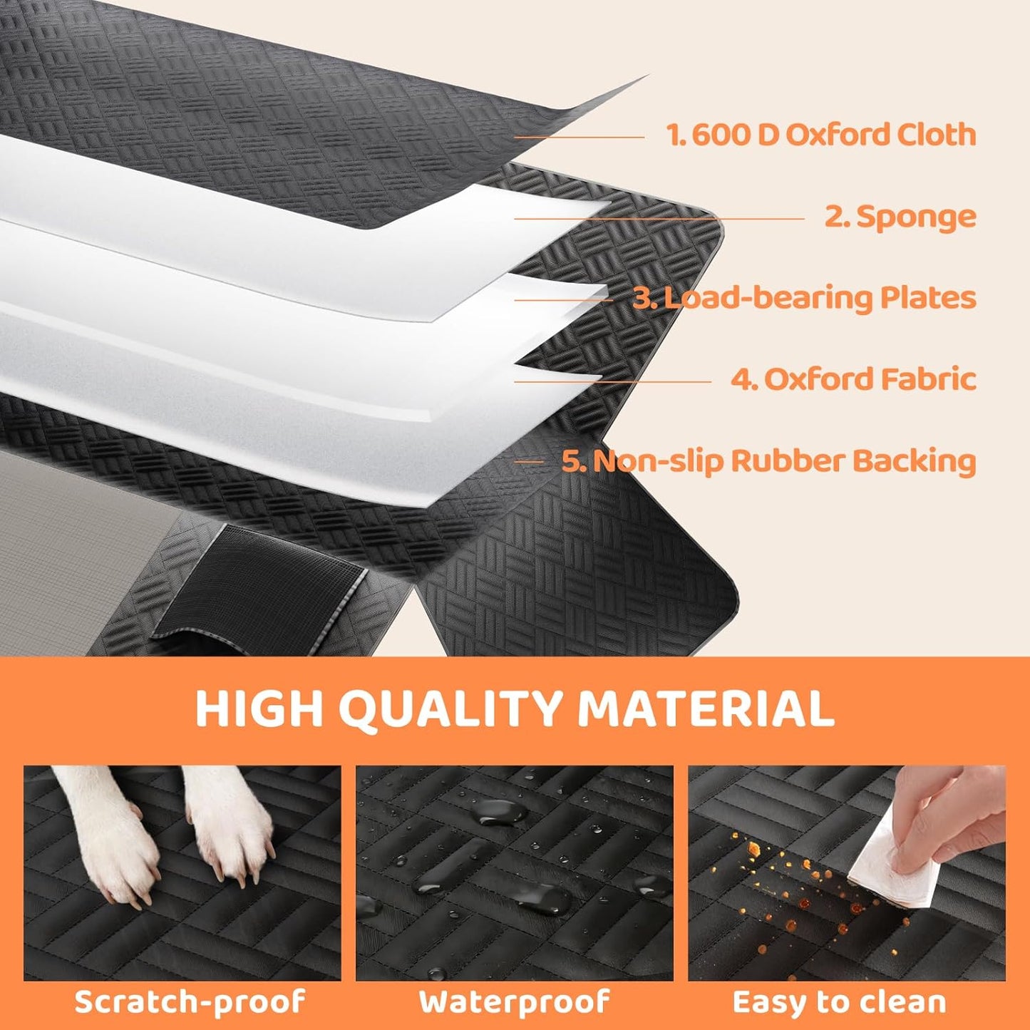 PROZAR Dog Car Seat Cover for Back Seat, Hard Bottom Back Seat Extende