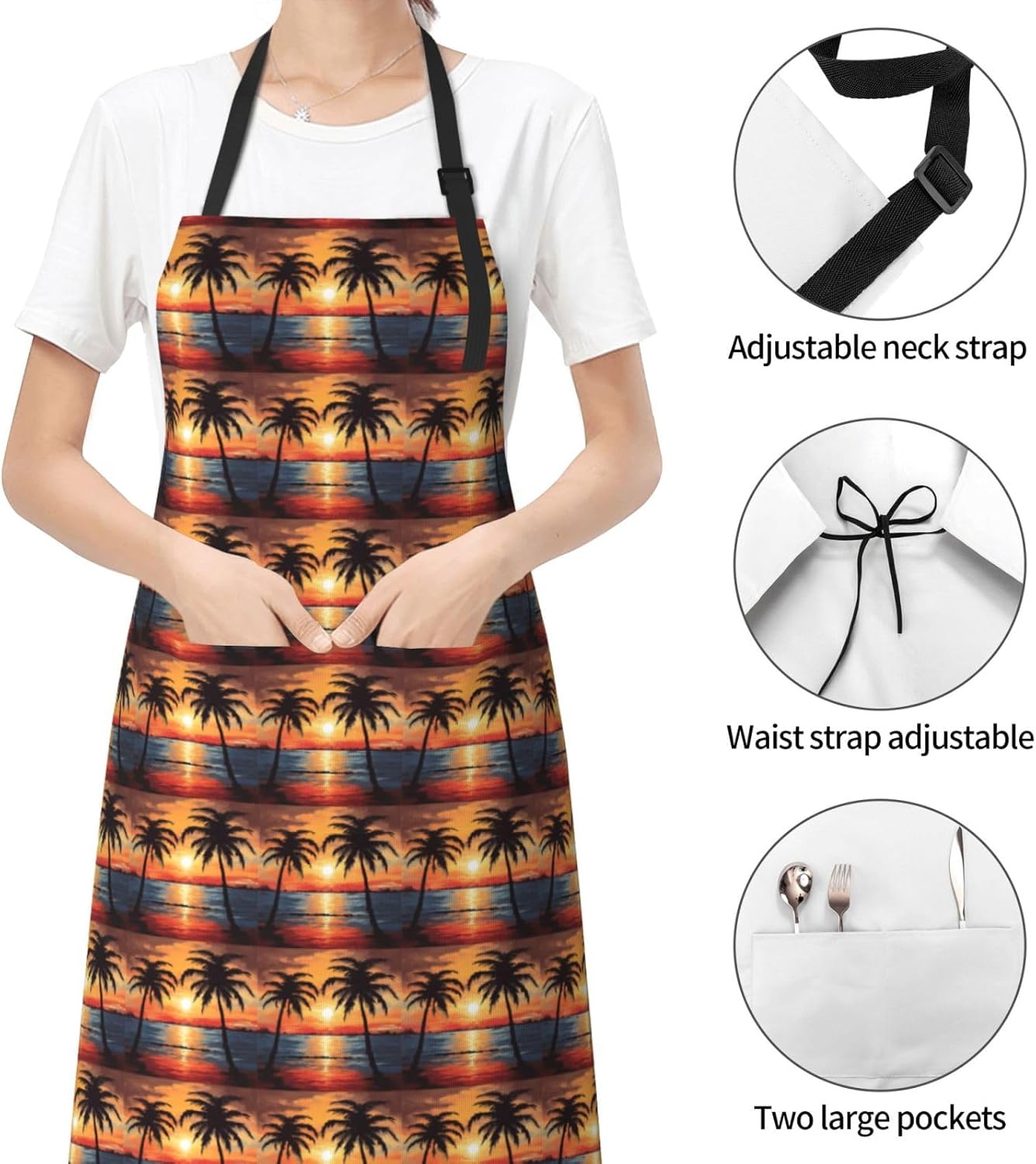 YANYU Space Planet Print 28x33 In Kitchen Apron Stylish Chef Apron wit