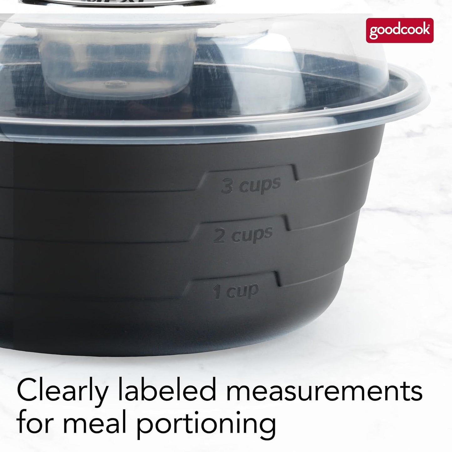 GoodCook 4-Cup Meal Prep Bowls Set with Lids and Dressing Cup, Microwa