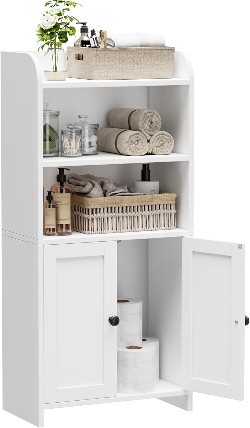 Homhedy Small Bathroom Storage Cabinet, Freestanding Toilet Paper Stor