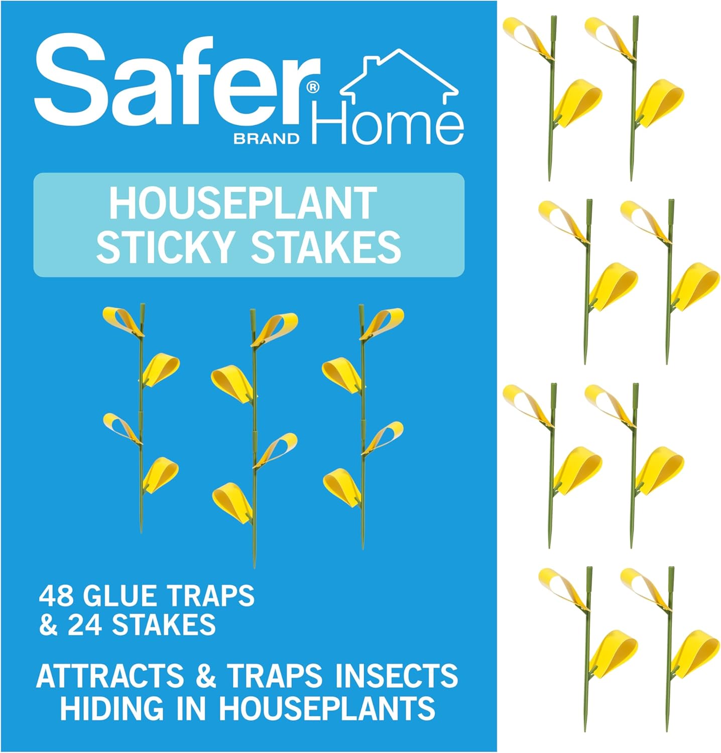 Safer Brand Home SH5026-3SR Houseplant Sticky Stake Insect Traps for I