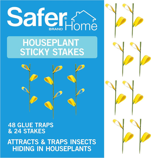 Safer Brand Home SH5026-3SR Houseplant Sticky Stake Insect Traps for I