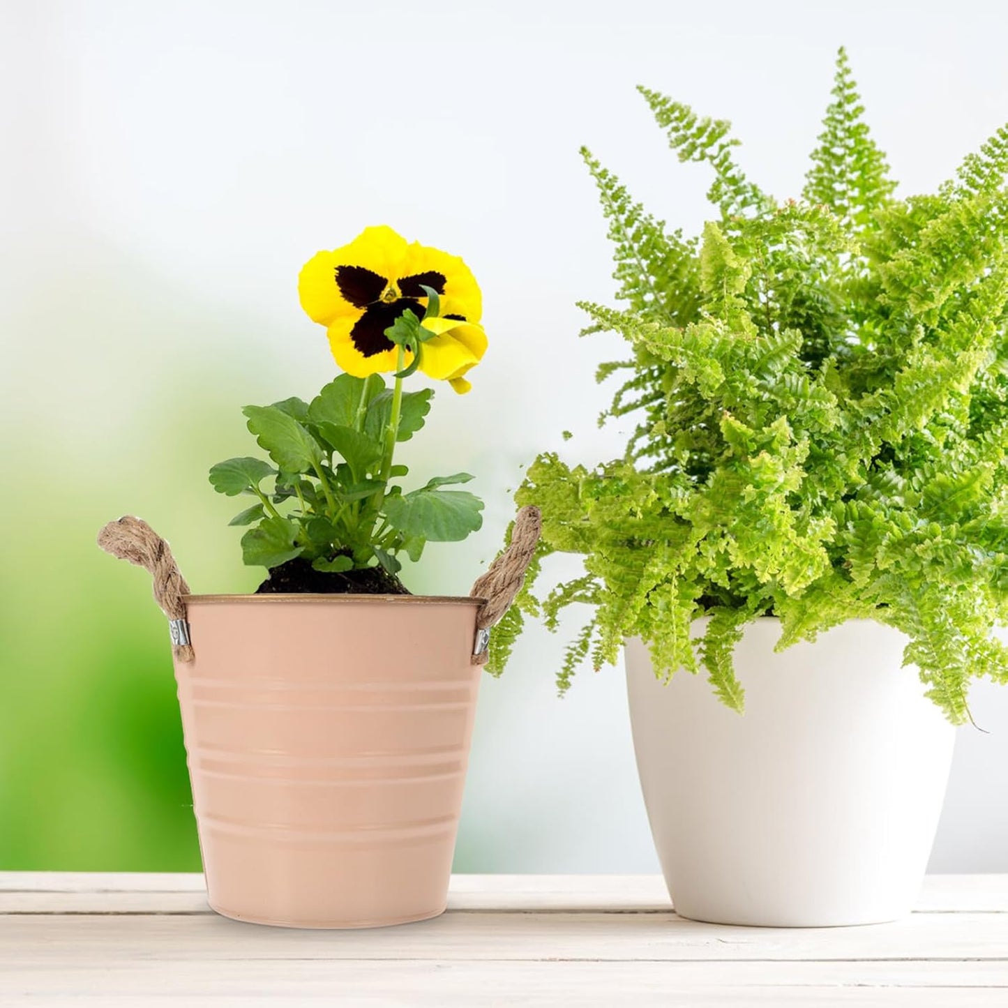 Milisten Retro Iron Flower Bucket Vase for Small Plants, 13x12x9.5 Inc