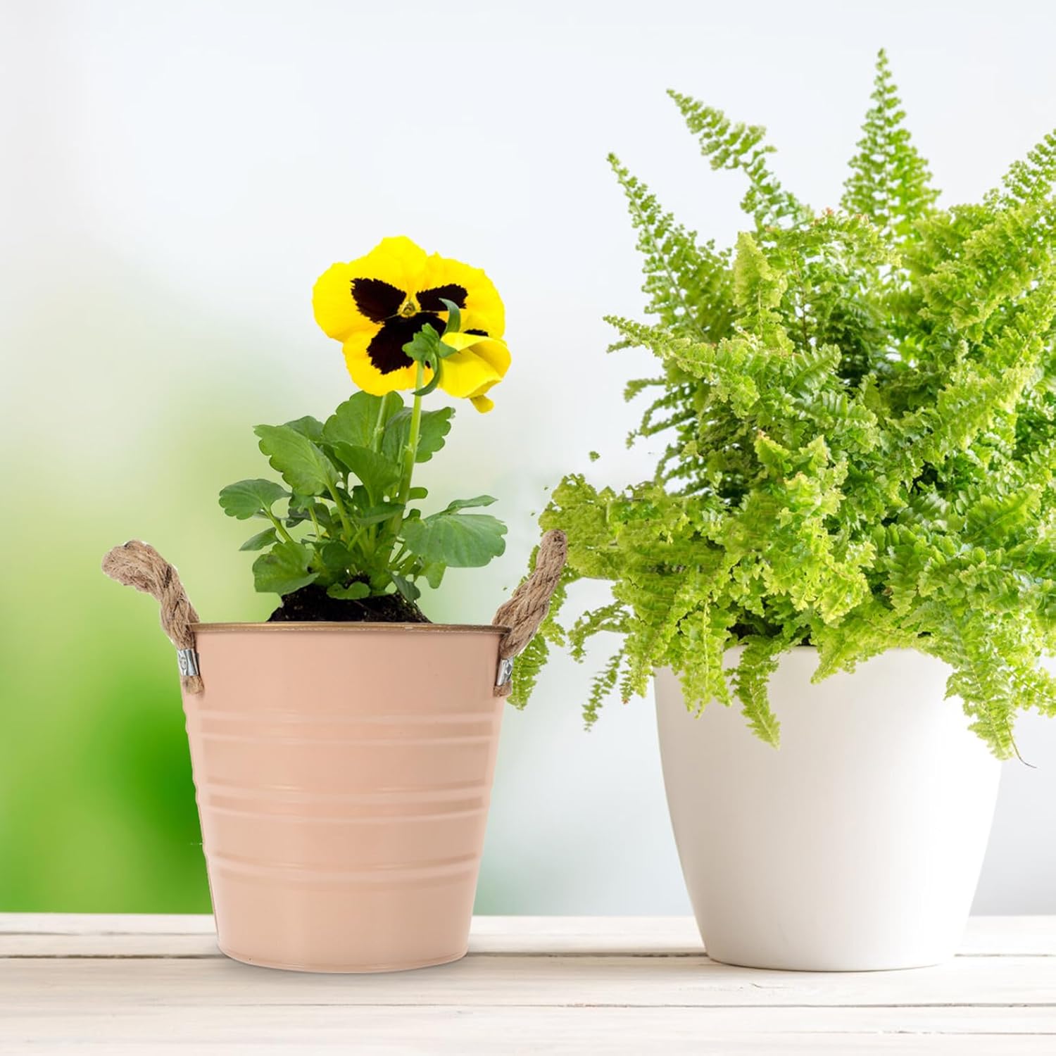 Milisten Retro Iron Flower Bucket Vase for Small Plants, 13x12x9.5 Inc
