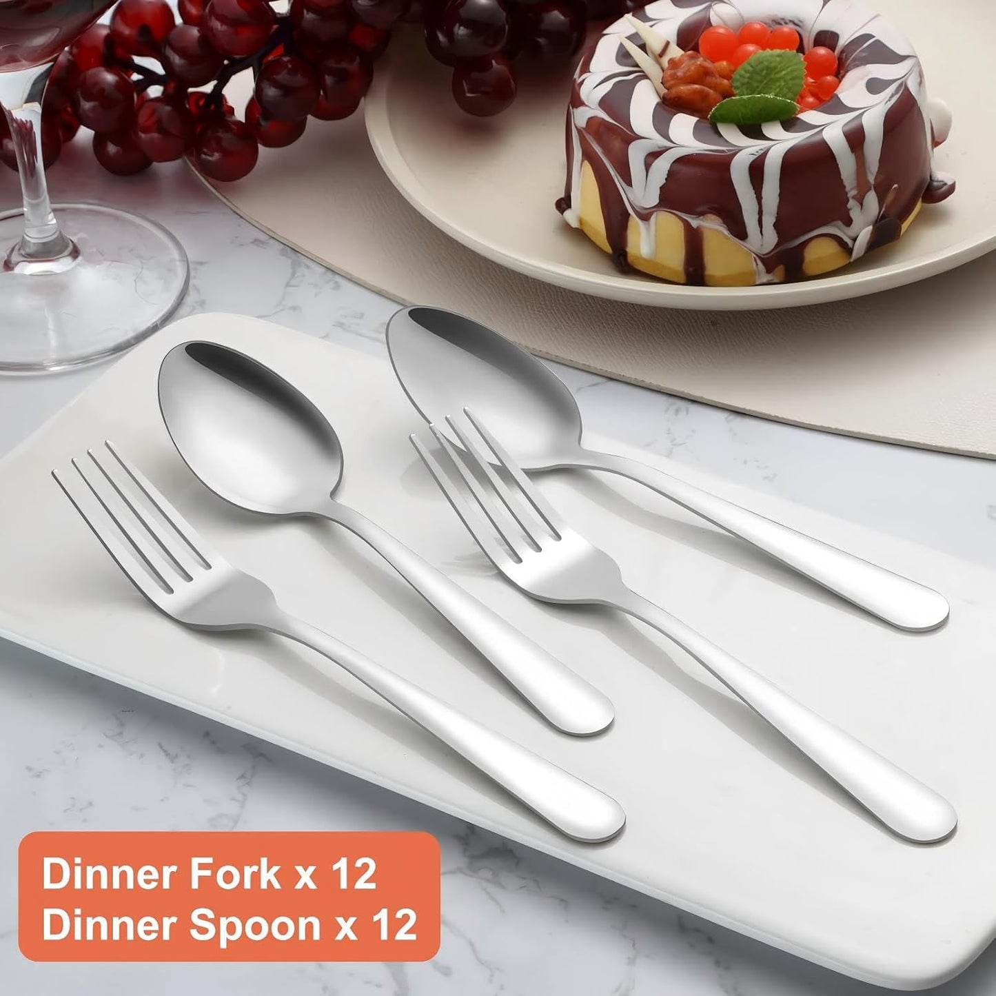Unokit 24-Piece Spoons and Forks Set Silverware Set - Forks and Spoons