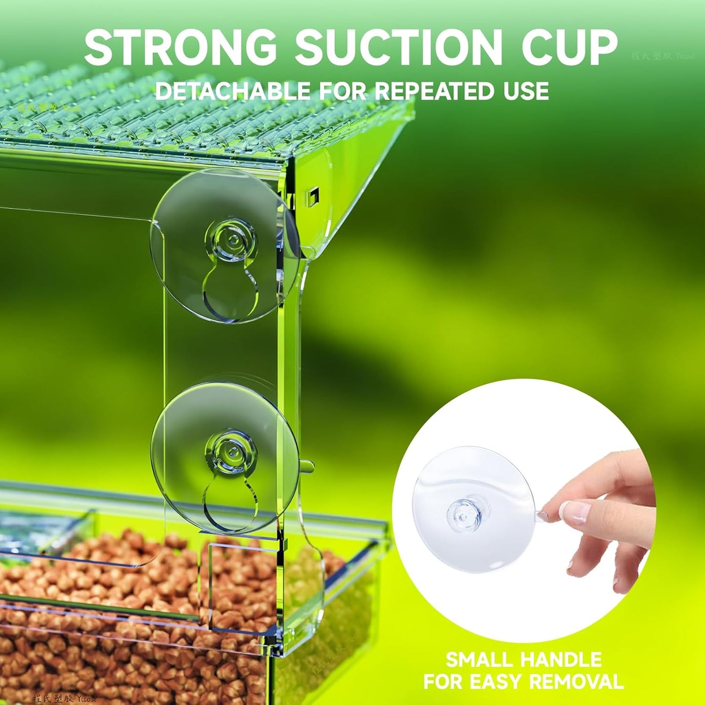 Window Bird Feeders With Strong Suction Cups for Cats,Kids,Acrylic Birdhouse and Water Combo,Clear Bird Feeders for Window Viewing Inside,See Through Window Mount Wild Birdfeeder Gifts for Birds Lover