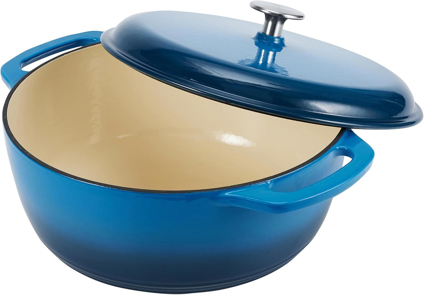 Amazon Basics Enameled Cast Iron Dutch Oven Pot with Lid, Round, Dual 