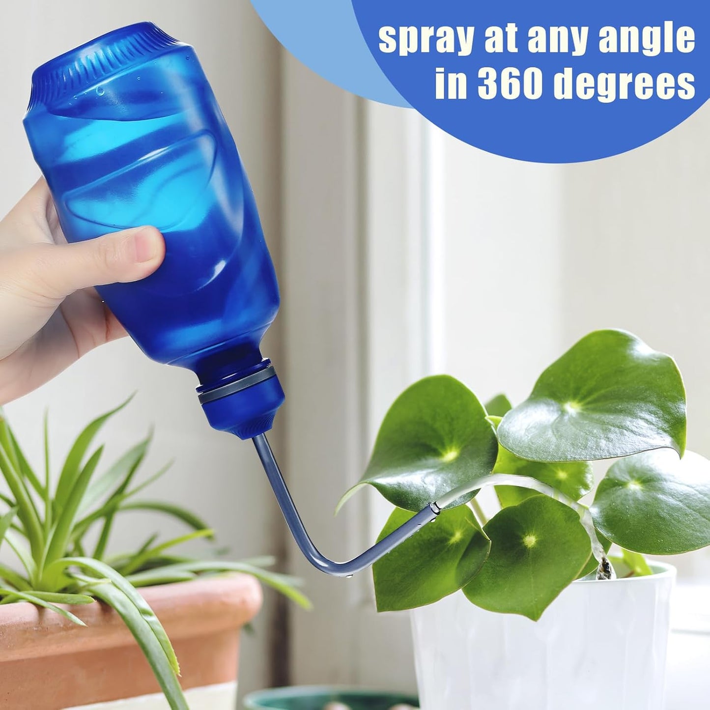 Watering Can 450ML,Succulent Watering Bottle Plant Flower Squeeze Bottle Plastic Bend Mouth Safety Wash Bottle 2 In 1 Spray Head Functionality