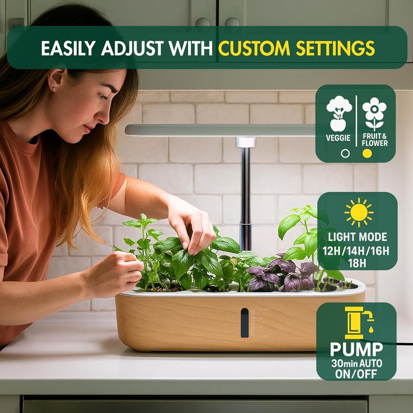 Hydroponics Growing System Kit, Indoor Herb Garden, 14 Pods Upgraded L
