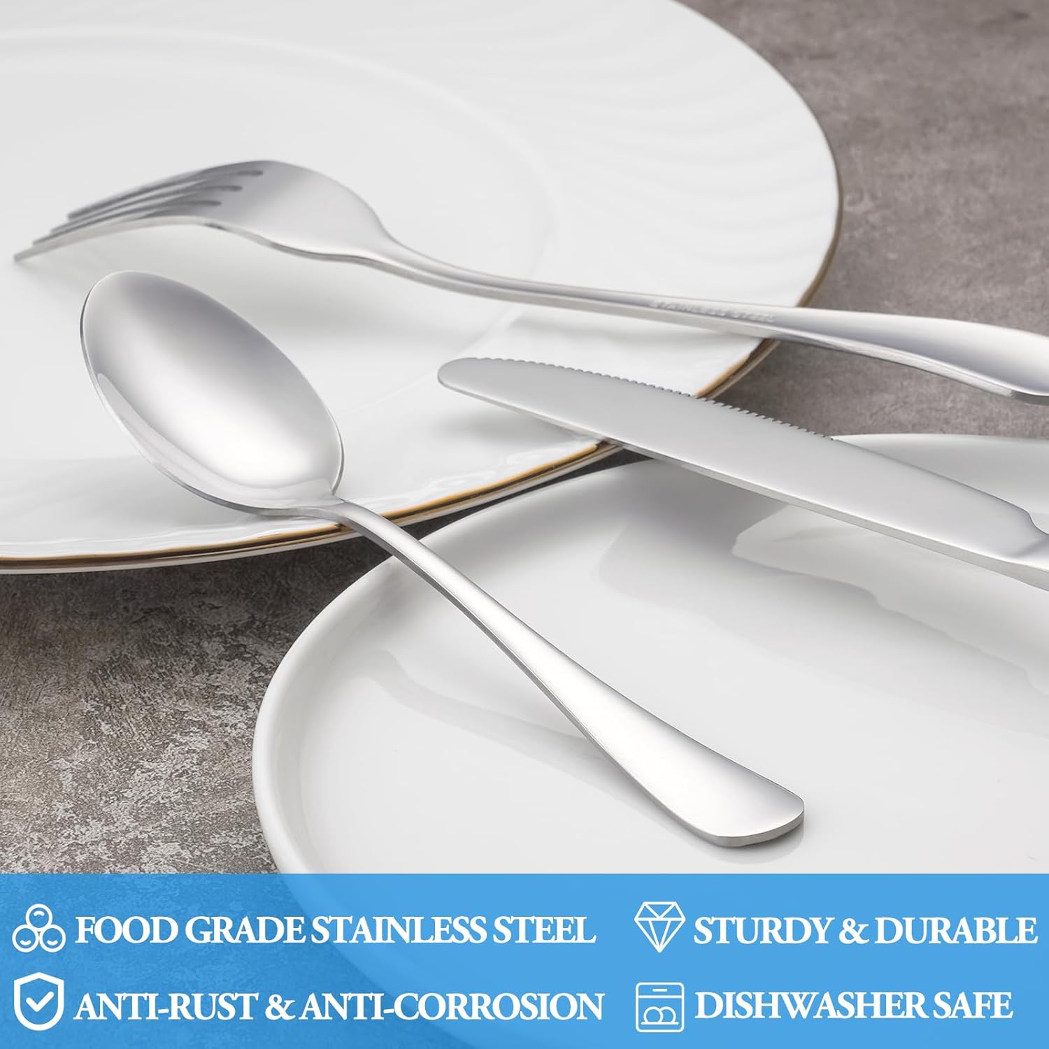 Dinner Spoon Set,16 Pcs 7.3" Tablespoons,Premium Food Grade Stainless 