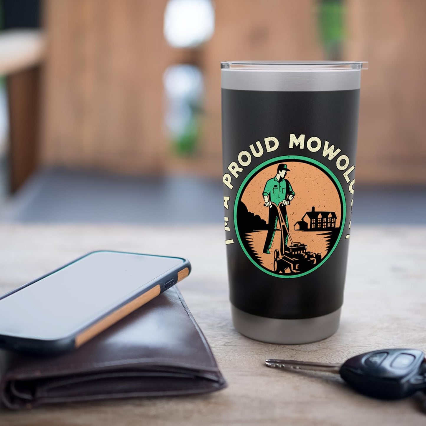 I'm A Proud Mowologist Mower Garden Care Retro Lawn Mowing Stainless Steel Insulated Tumbler
