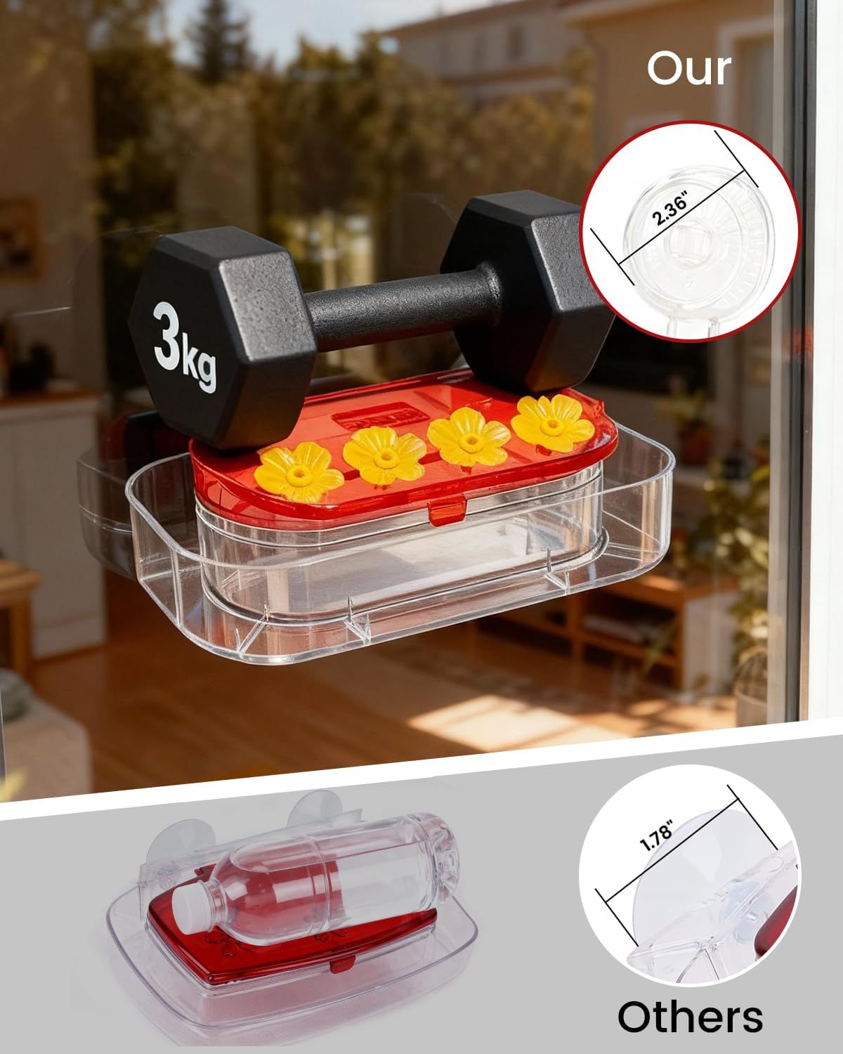 Redboat 2 Pack Window Hummingbird Feeder, Strong Suction Cup Hummingbi