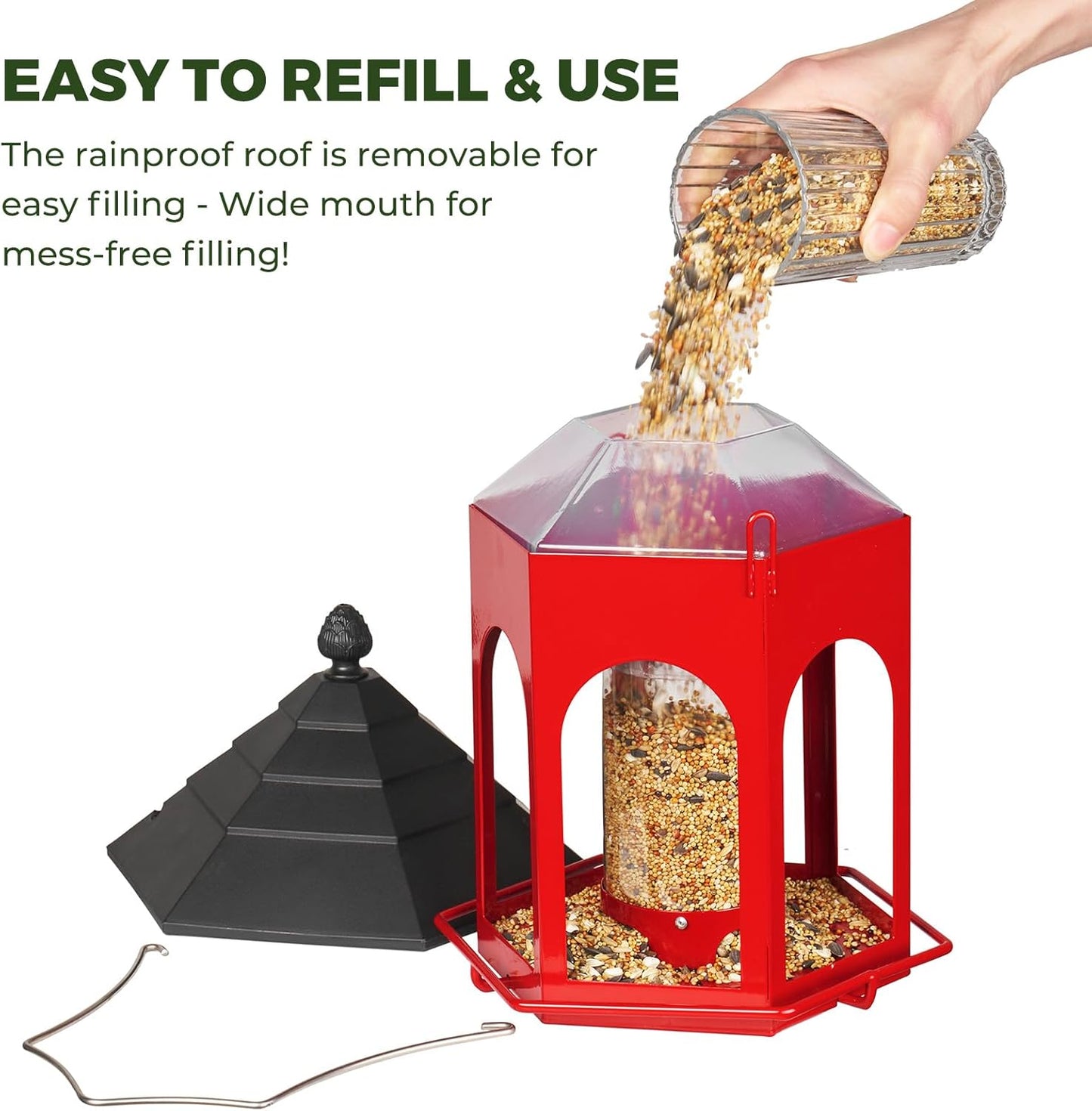 Kingsyard Metal Bird Feeder for Outdoors Hanging, 3 lbs Seed Feeder, W