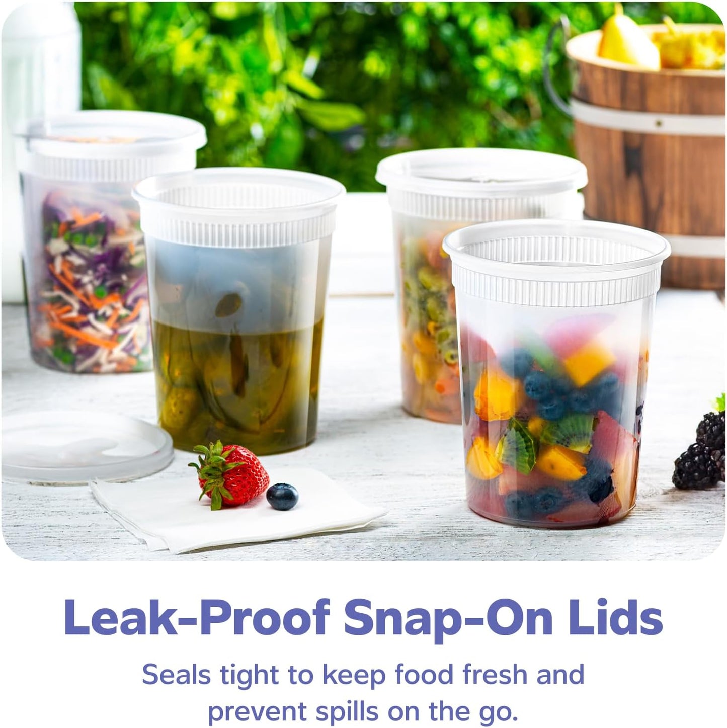 GUSTO [32 oz. - 24 Count Plastic Deli Containers with Lids - Disposable Food Storage Containers With Airtight Lids, Ideal for Soups, Stews, and Meal Prep