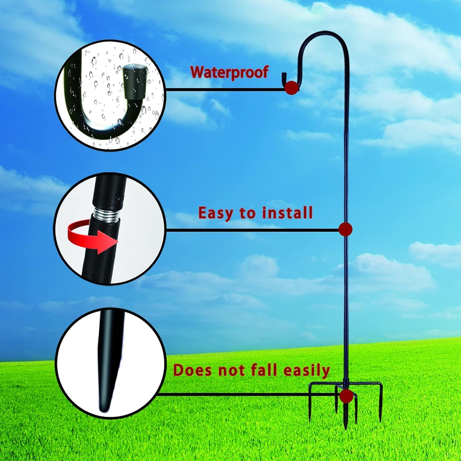 Ottsuls Shepherd-Hooks 60" Adjustable for Bird-Feeder Lantern Plant-Ho