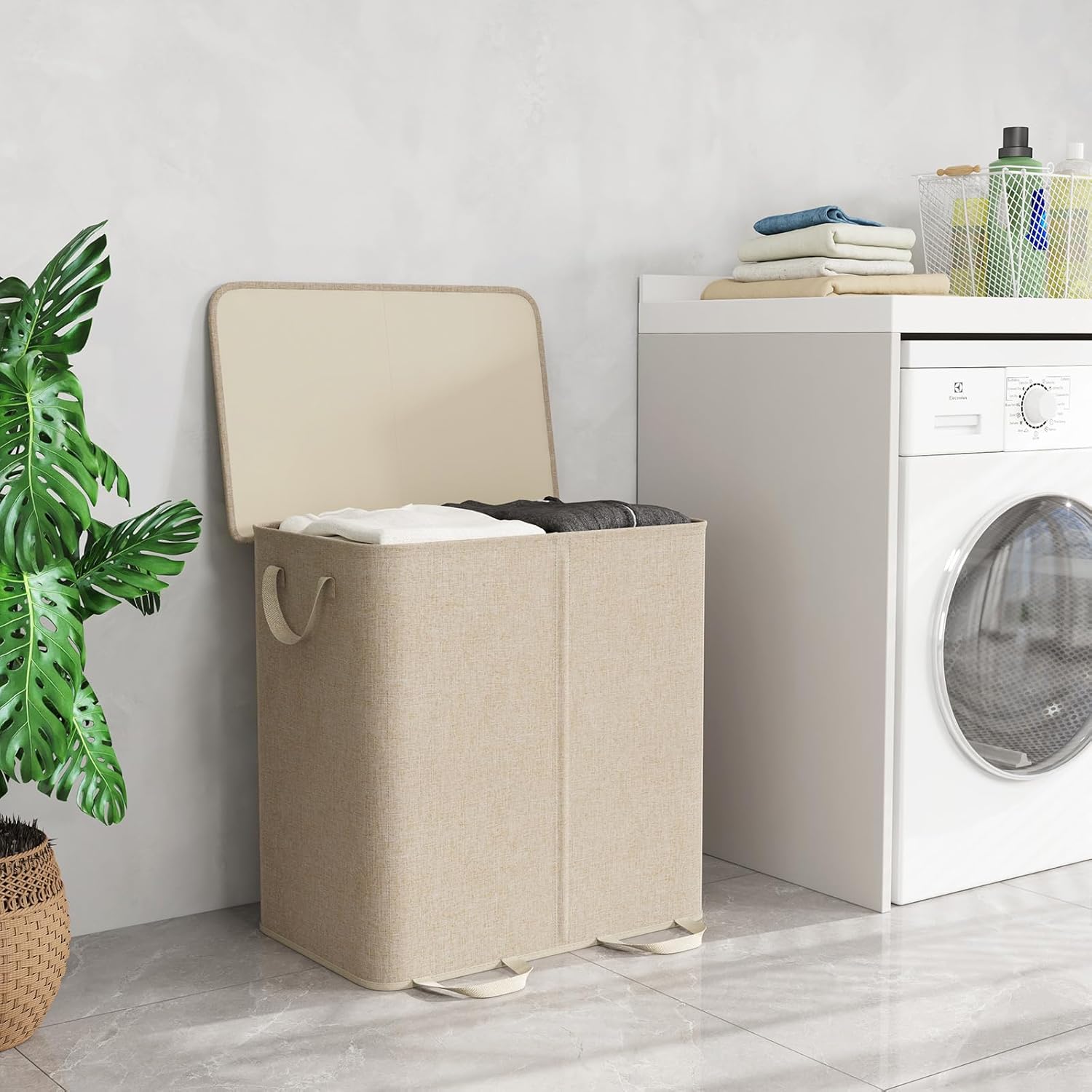 Lifewit Double Laundry Hamper with Lid and Removable Laundry Bags, Lar