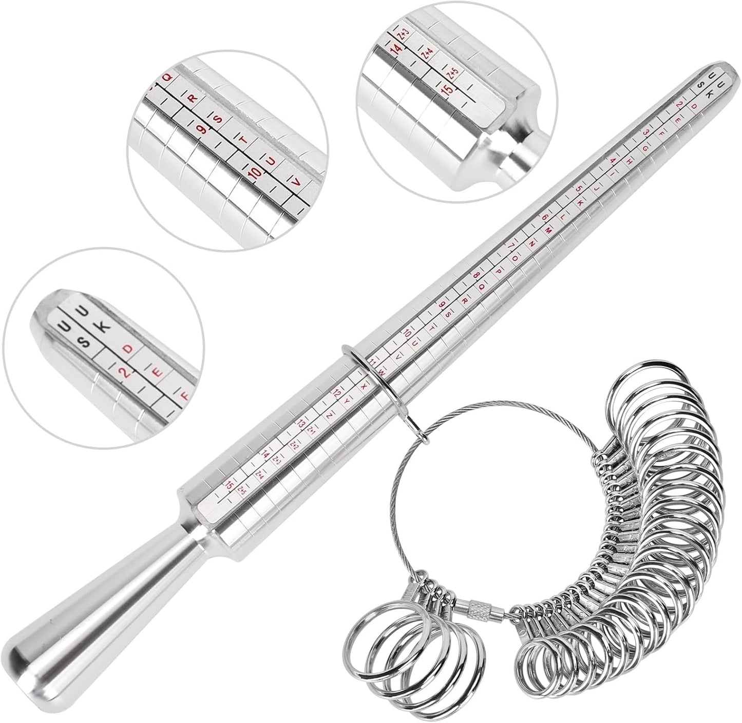 Ring Sizer Measuring Tool Kit, Ring Mandrel Measurer, 27 PCS Premium S