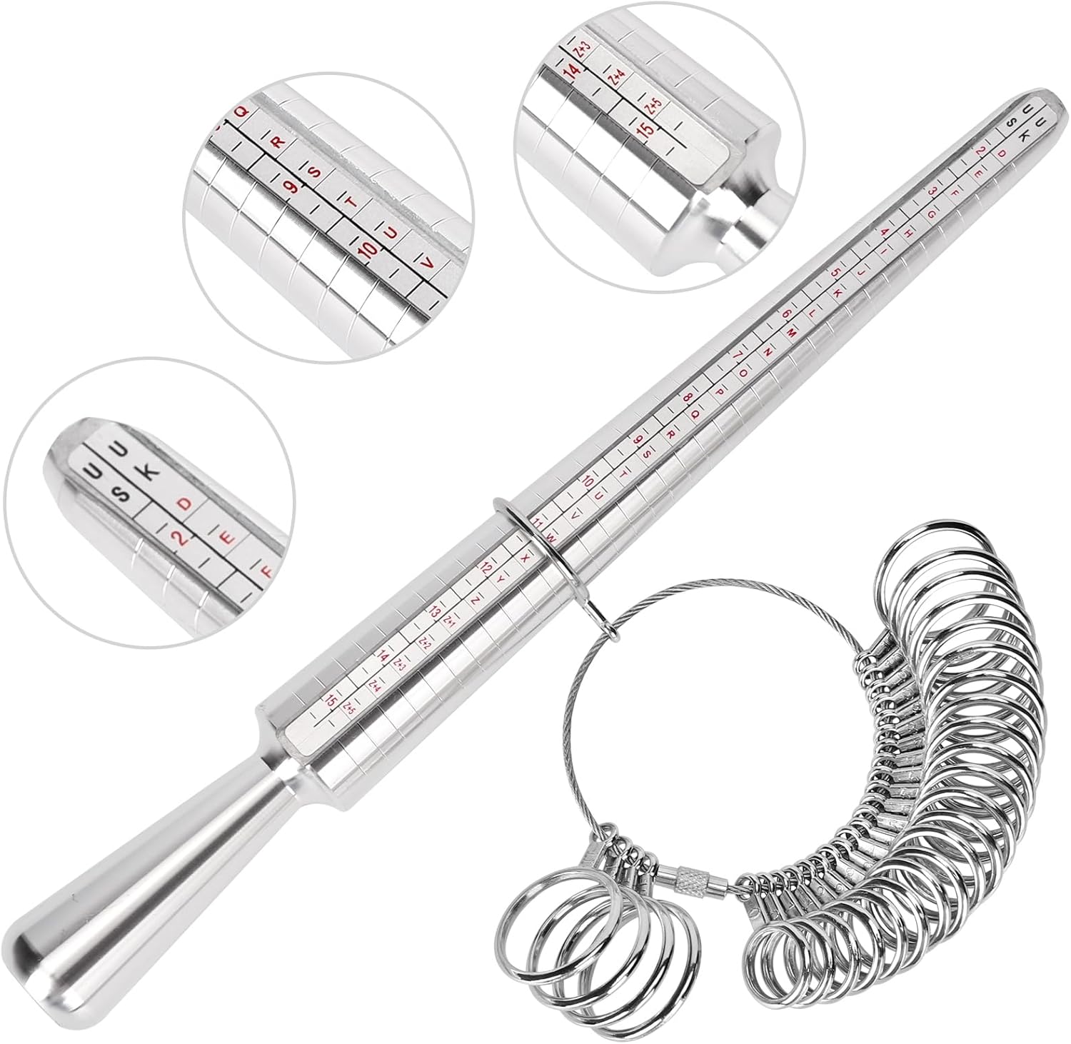 Ring Sizer Measuring Tool Kit, Ring Mandrel Measurer, 27 PCS Premium S
