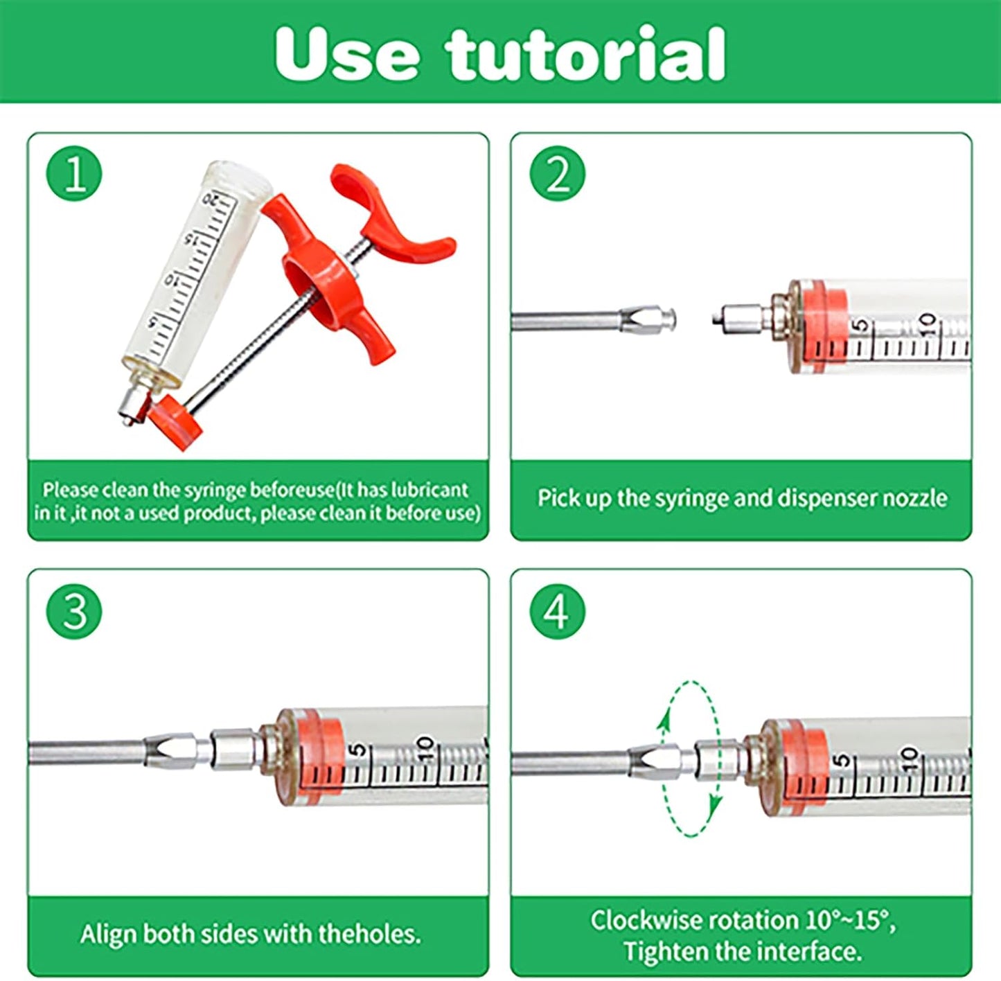 2 Pieces Goat Syringe with 4 Drench Nozzle Adjustable Dosage ,Reusable