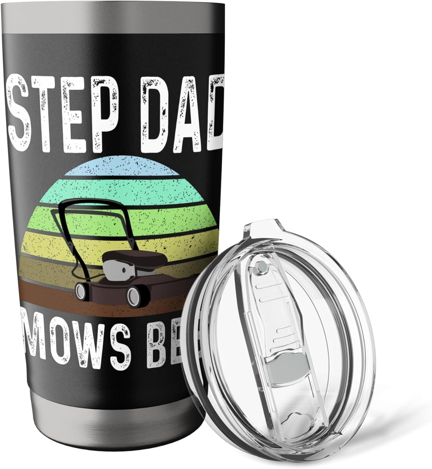 Funny Step Dad Mows Best Lawn Care Grass Mowing Lawn Mower Stainless Steel Insulated Tumbler