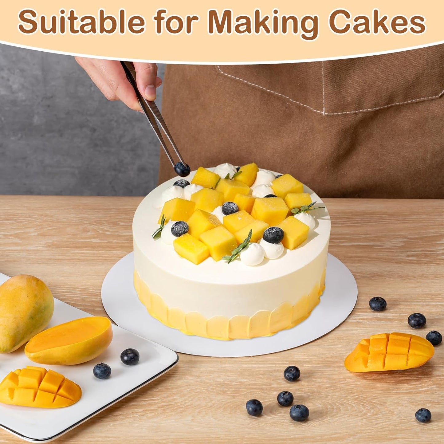 6 Pcs Cake Boards,White Cake Boards 10 inch Round,100%Food-graded Cardboard Cake Rounds,Waterproof and Oil-proof Cake Base for Cake DIY, Wedding, Birthday, Dessert, Pizza Decorating & Exhibition