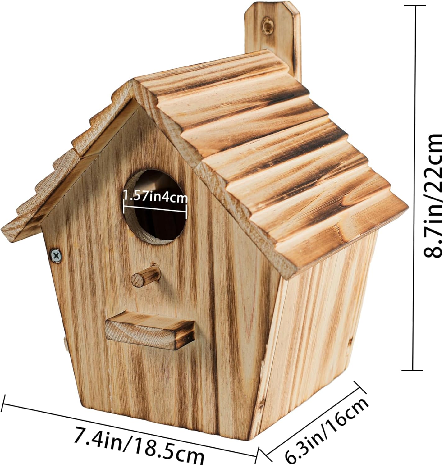 Bird Houses - Wooden Bird House for Outside with Pole - 1-1/2 Inch Entrance Hole for Bluebirds, Wrens, Chickadees, and Tree Swallows - Hanging Birdhouse for Garden