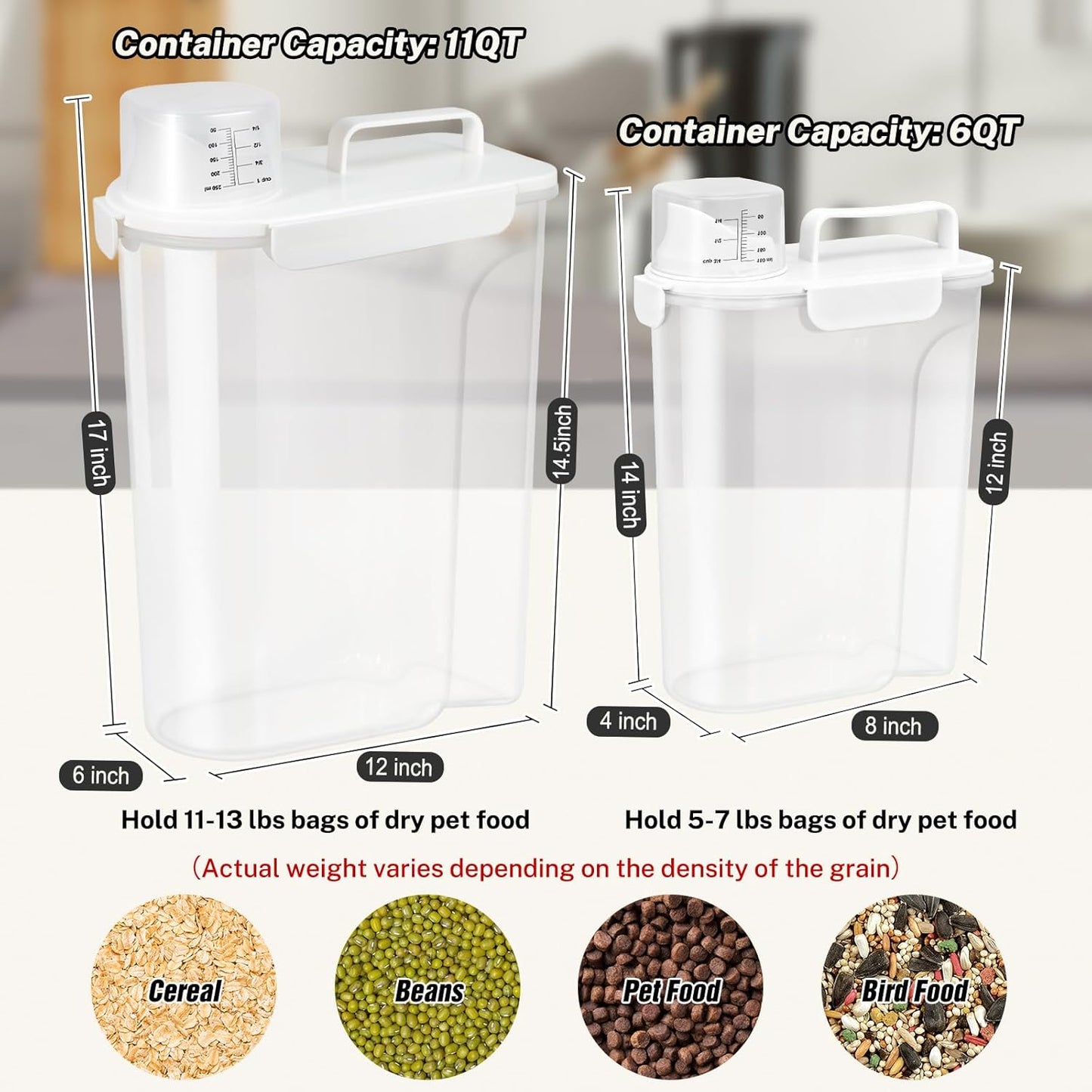 Dog Cat Food Storage Container 5+10 Lbs, Pet Food Container Airtight w