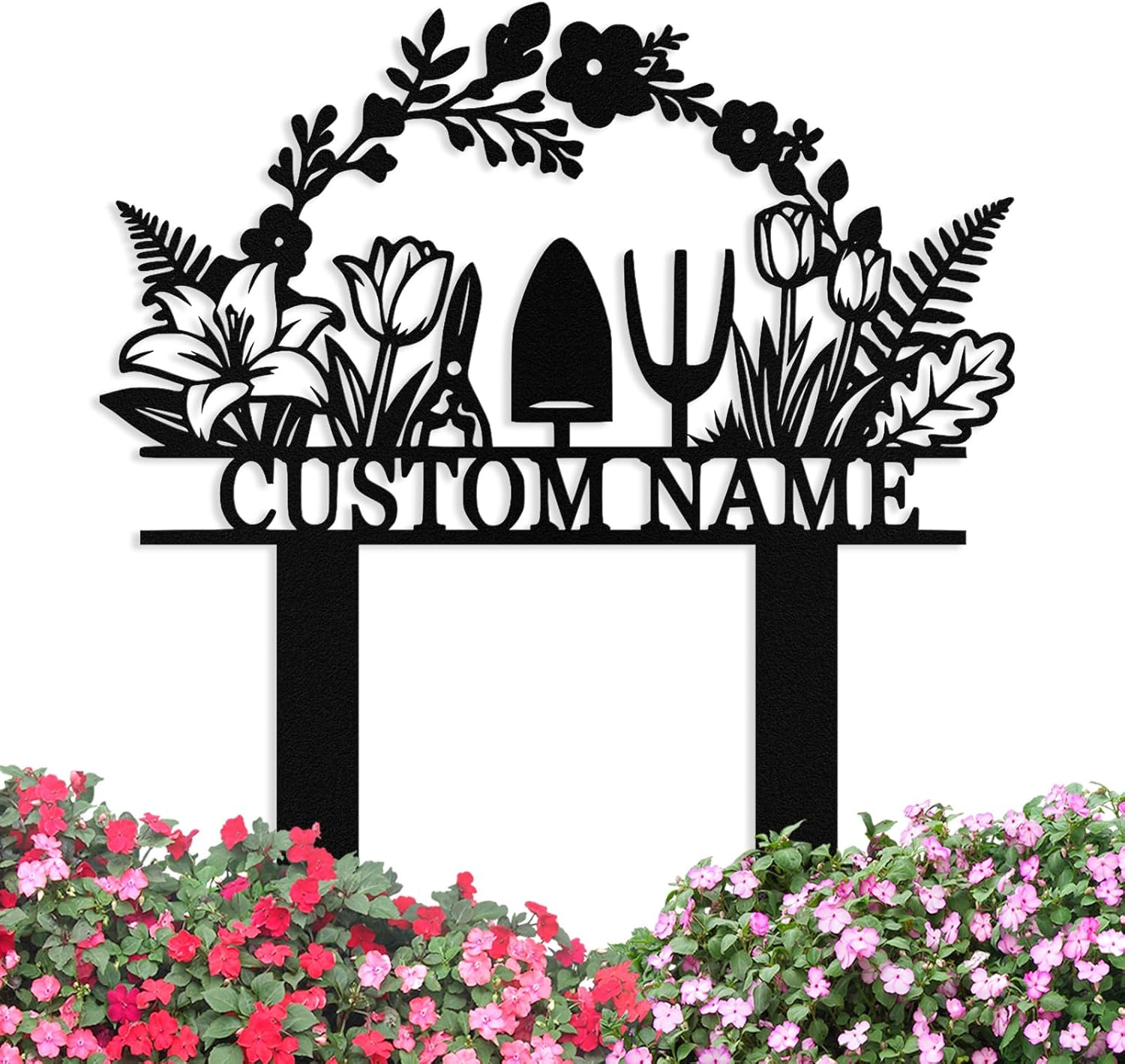 Custom Metal Garden Signs with Stake, Personalized Garden Tools Sign f