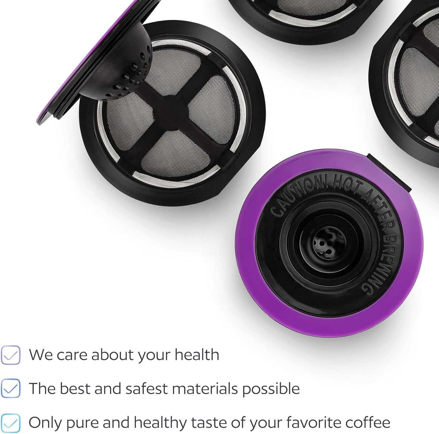 4 Black Reusable K Cups for Keurig Coffee Makers - Compatible with Keurig K-Classic, K-Select, K-Duo, K-Elite, K-Latte and K-Café