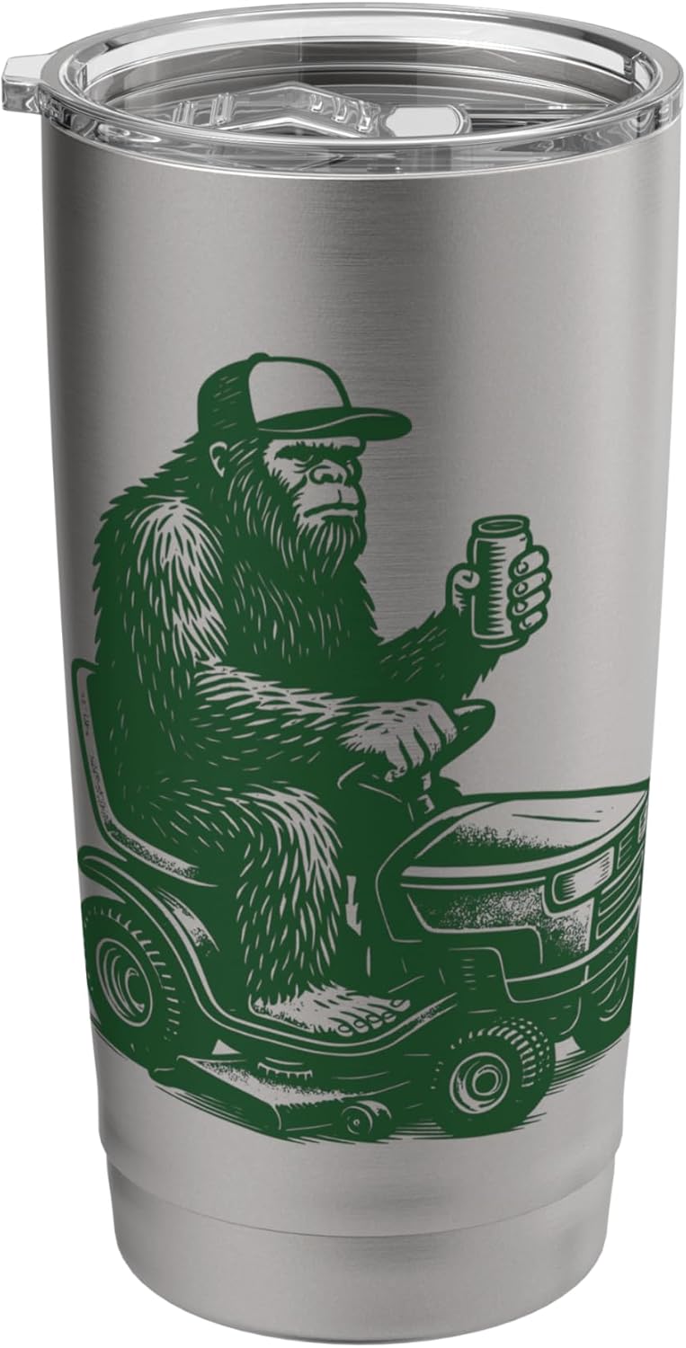 Bigfoot Lawn Mower Sasquatch Lawn Mowing Stainless Steel Insulated Tumbler
