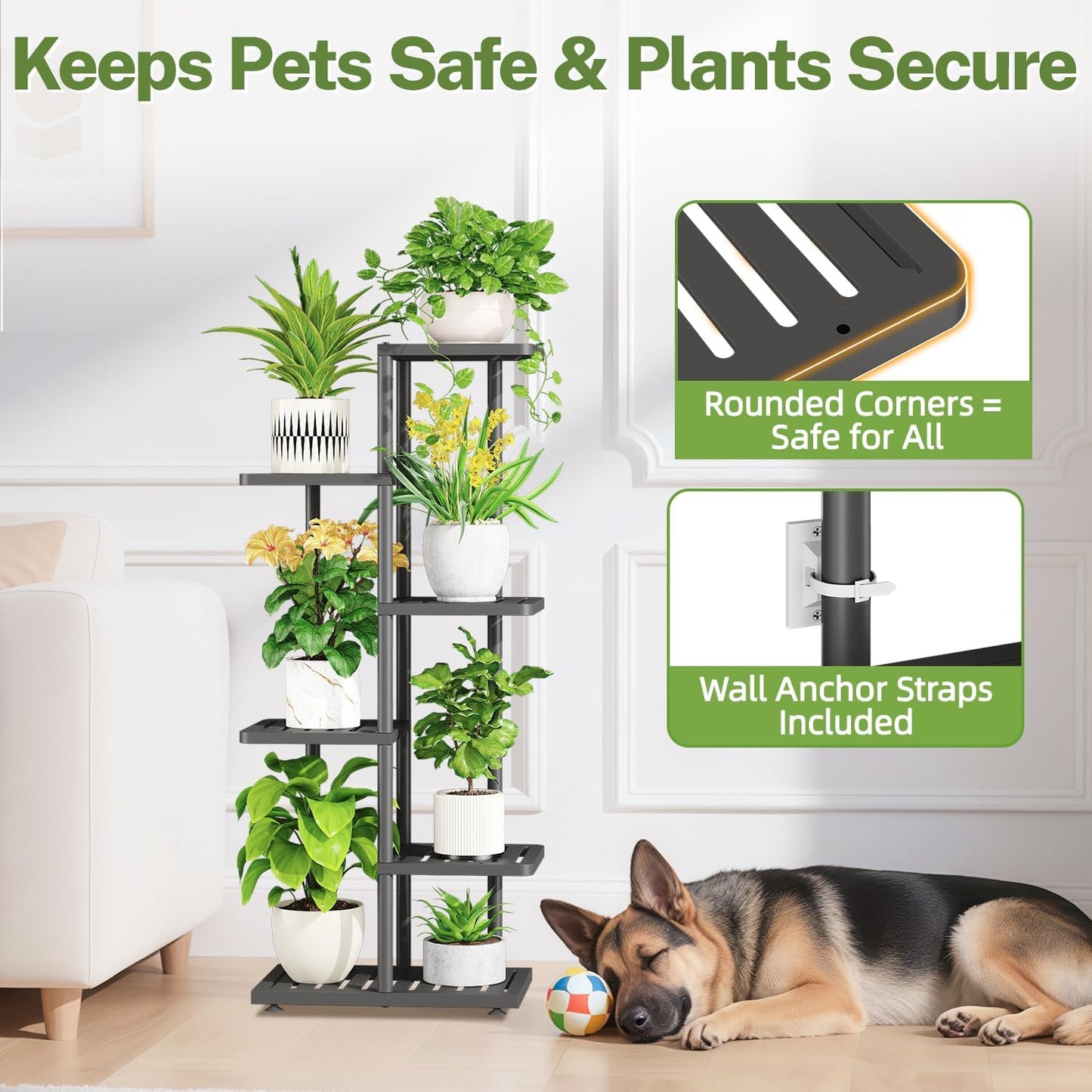 iDavosic.ly Plant Stand Indoor Outdoor, 5-Tier Tall Metal Flower Shelf