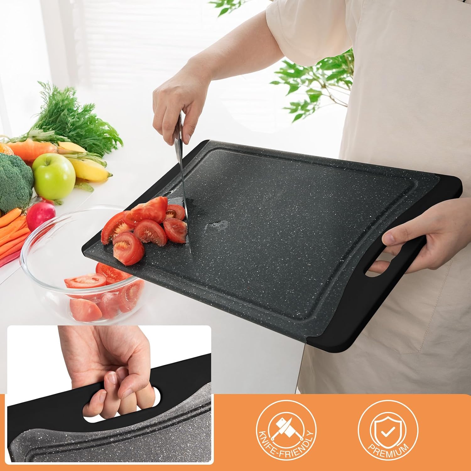 Extra Large Cutting Boards, Plastic Cutting Boards for Kitchen (Set of