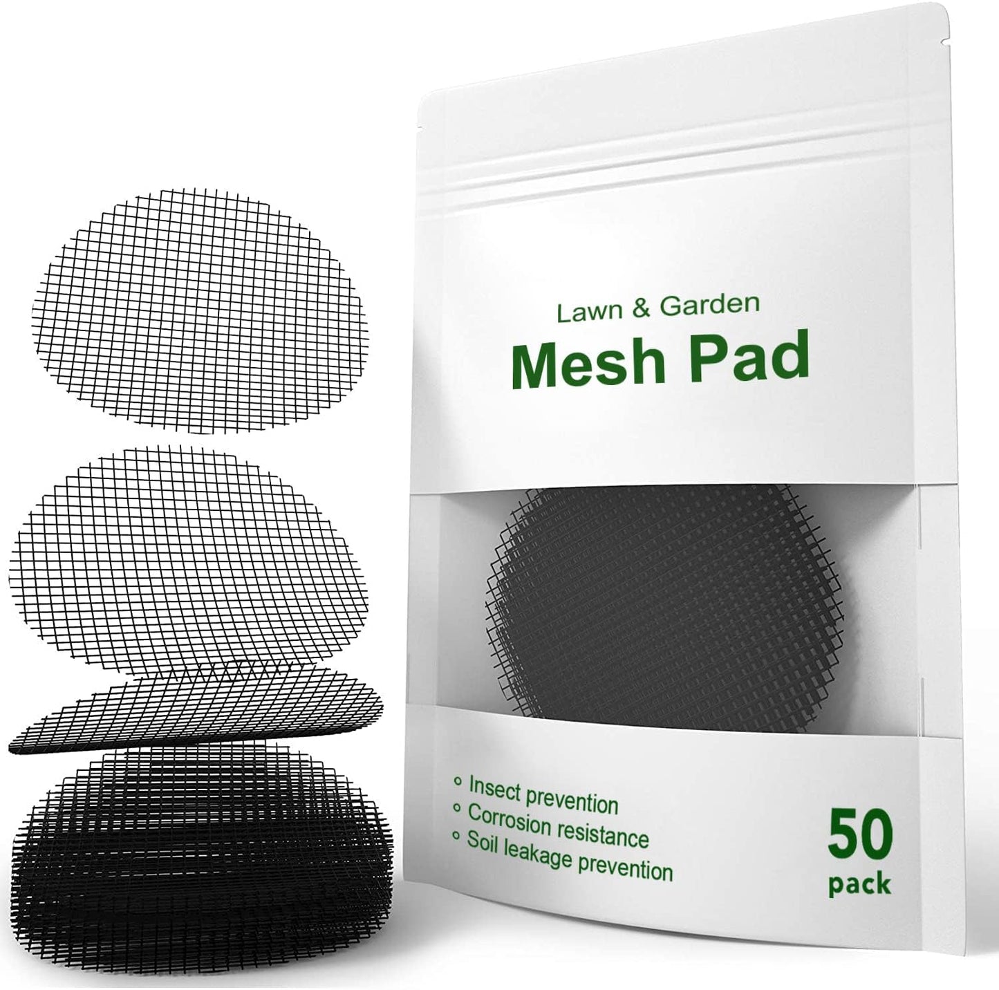 LE TAUCI Plant Pot Hole Mesh Pads, 2-Inch Round Flower Pot Drainage Covers, Prevent Soil Loss, Durable Reusable, Bonsai Bottom Grid Mat, Gardening Essentials, 50-Pack