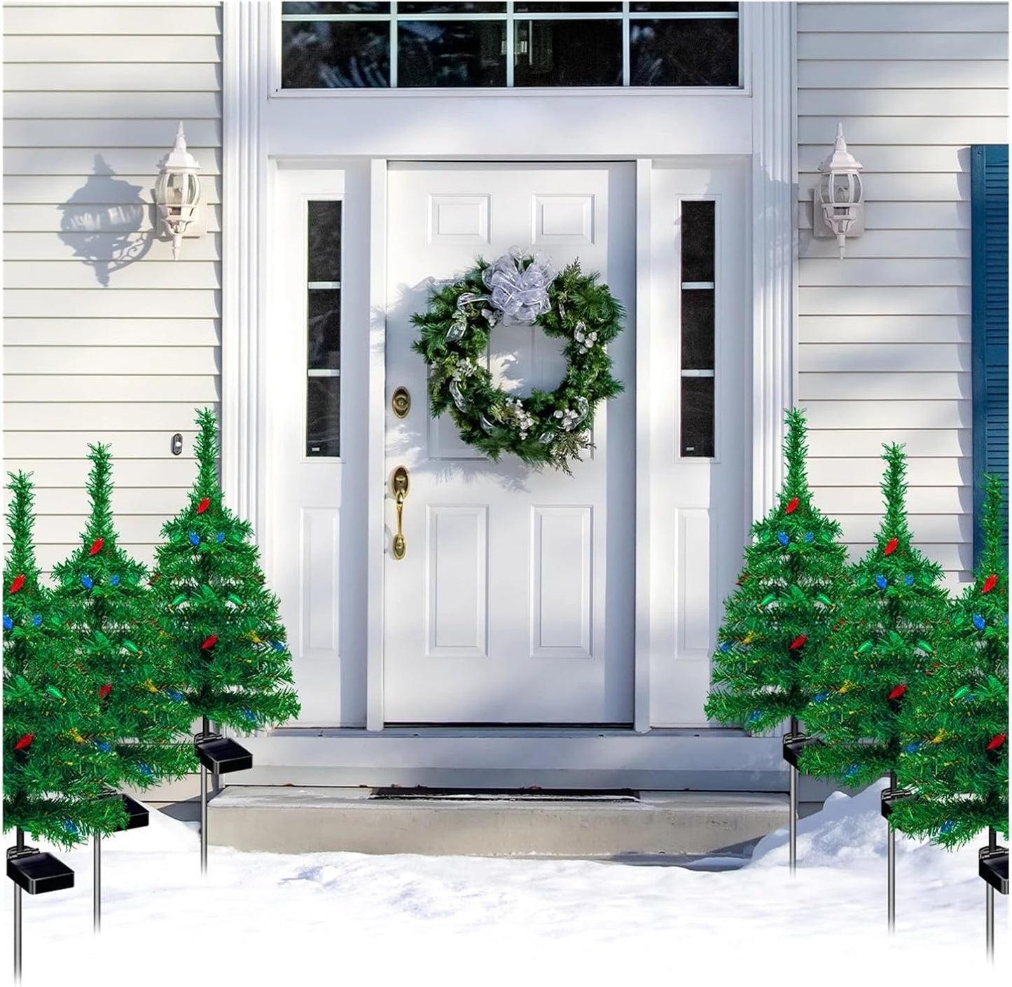 WHZHDMA Solar Colorful Lights Christmas Tree Christmas Decoration Garden Courtyard Lawn Holiday Decoration Night Bright Colorful Lights